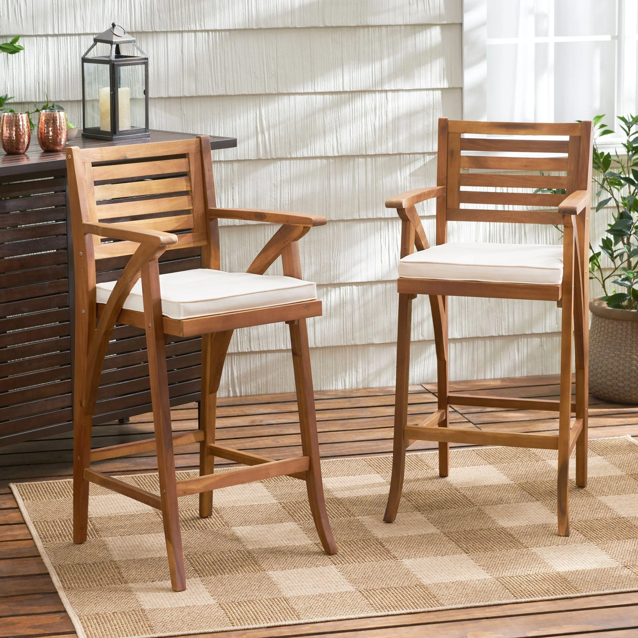Barstool With Soft Curved Lines And Sturdy Frame (Set of 2) - Brown - Image 4
