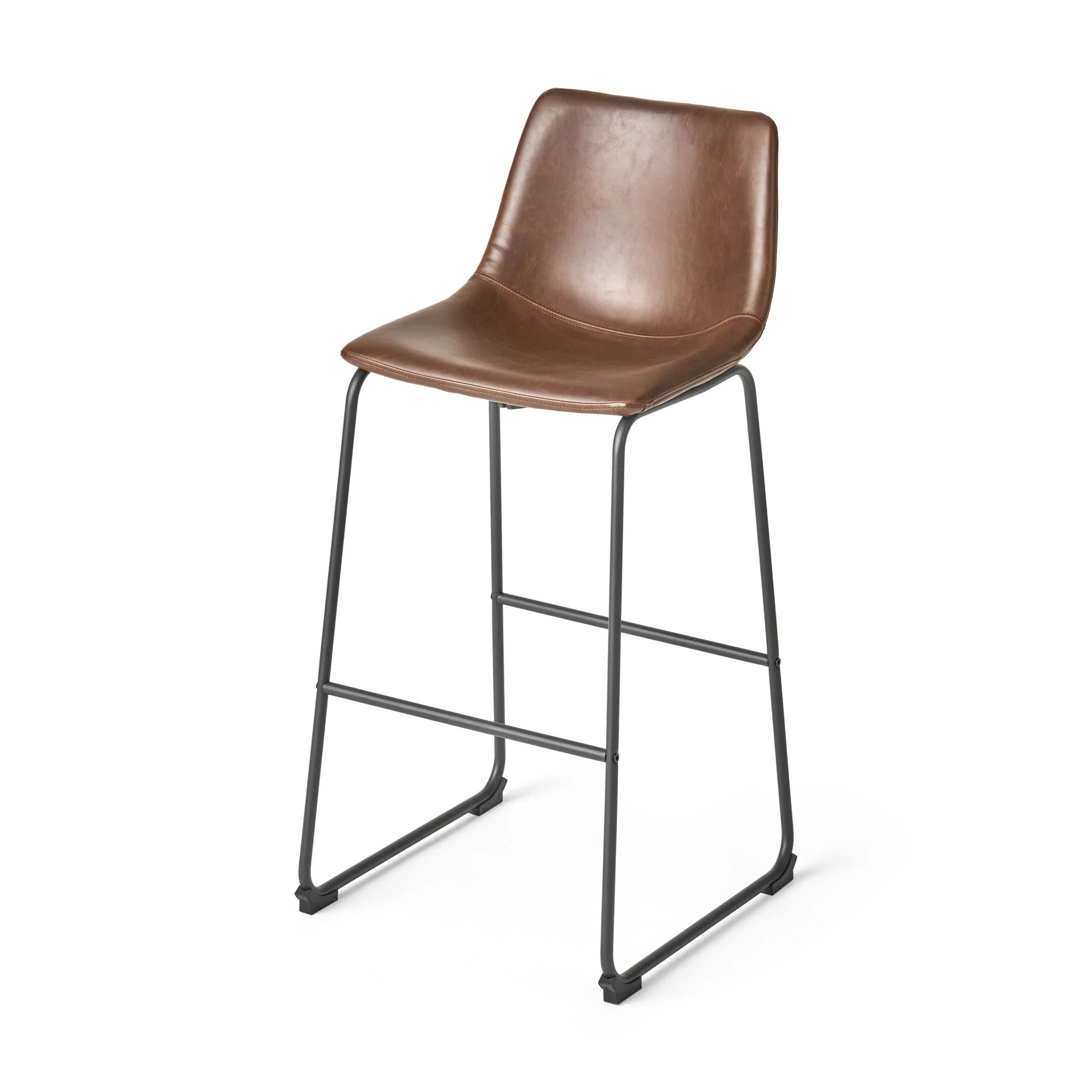 Barstool With Upholstery And Foot Rail - Vintage Brown - Image 2