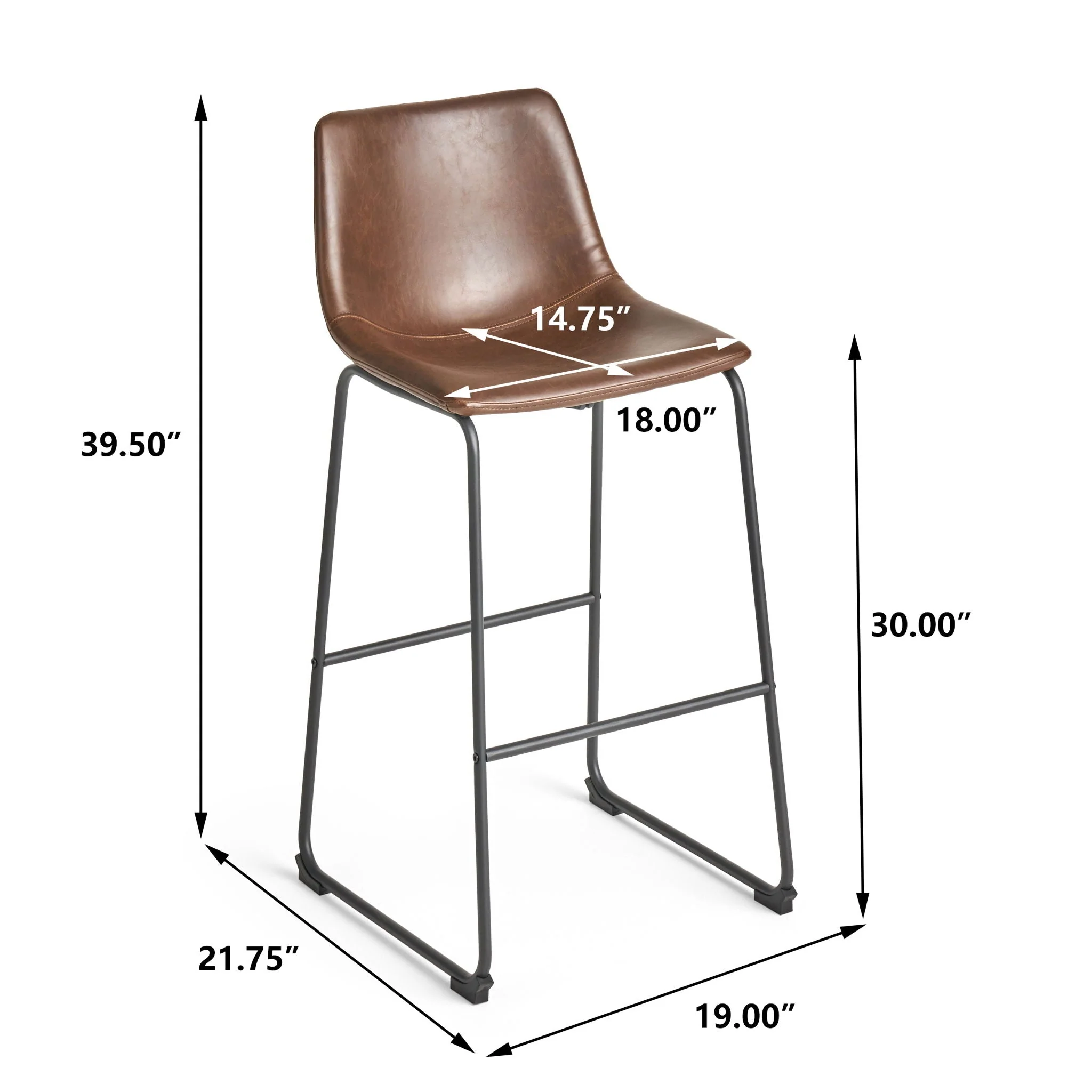 Barstool With Upholstery And Foot Rail - Vintage Brown - Image 4