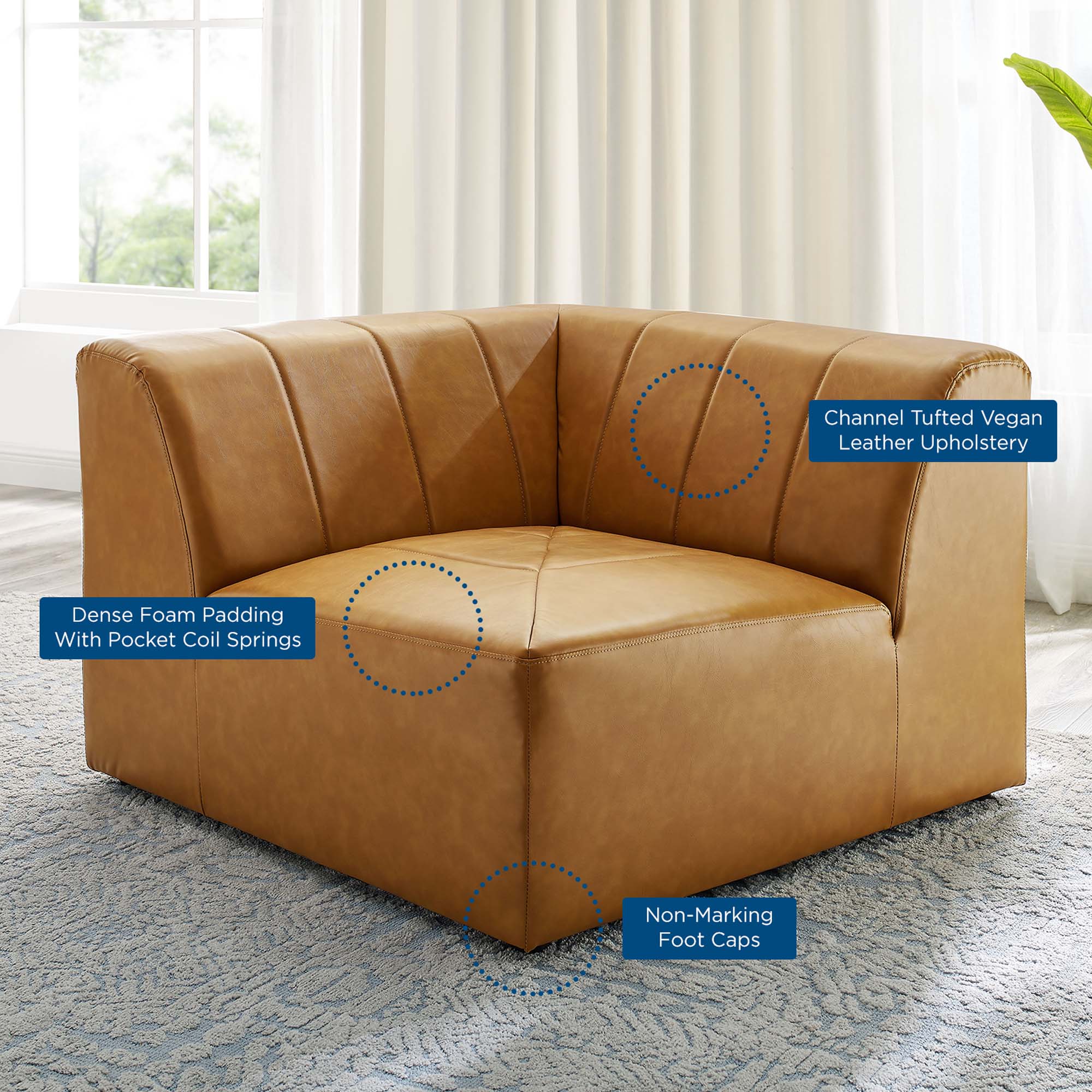 Bartlett Vegan Leather Corner Chair by Modway - Image 7