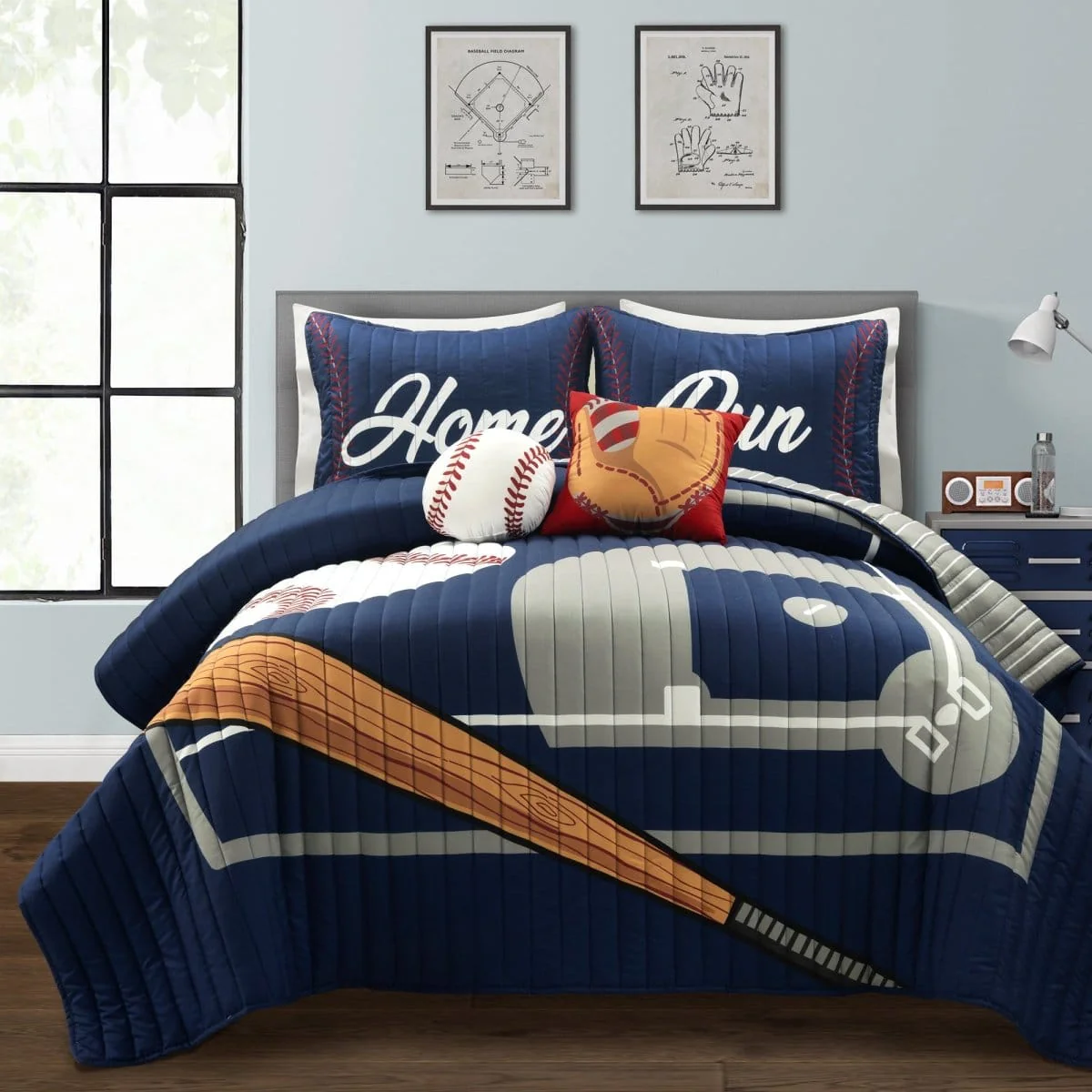 Baseball Game Reversible Oversized Kids Quilt Set - Image 18