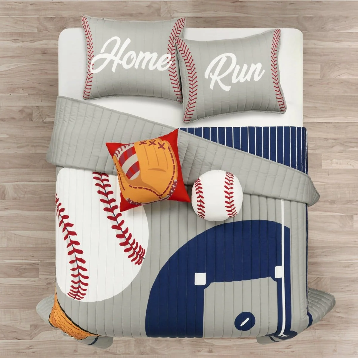 Baseball Game Reversible Oversized Kids Quilt Set - Image 2