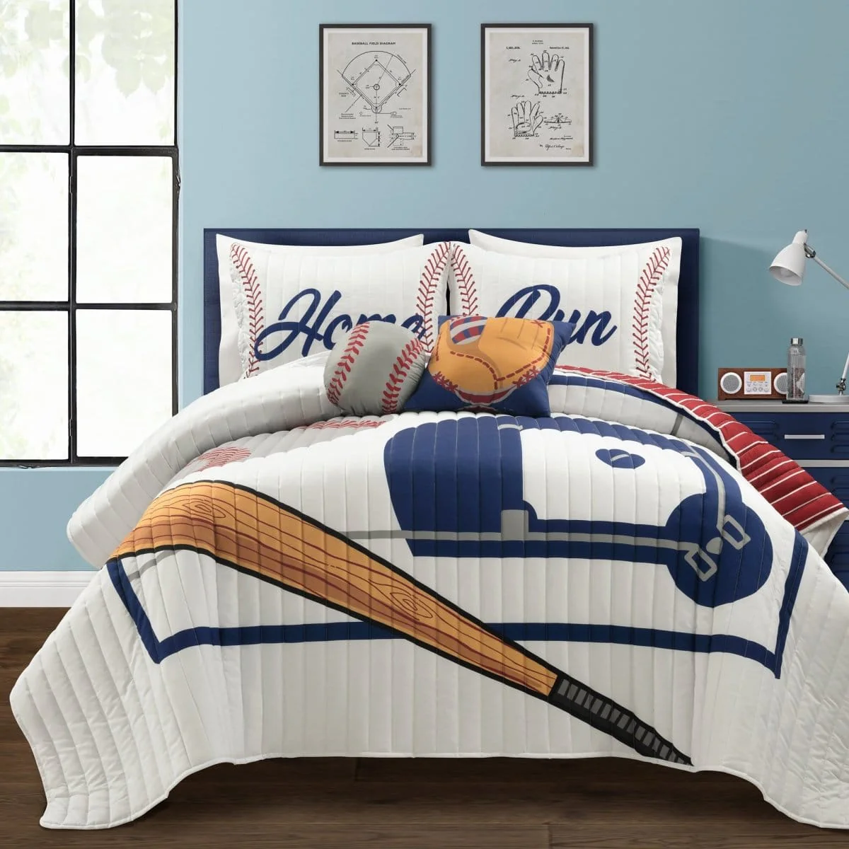 Baseball Game Reversible Oversized Kids Quilt Set - Image 35