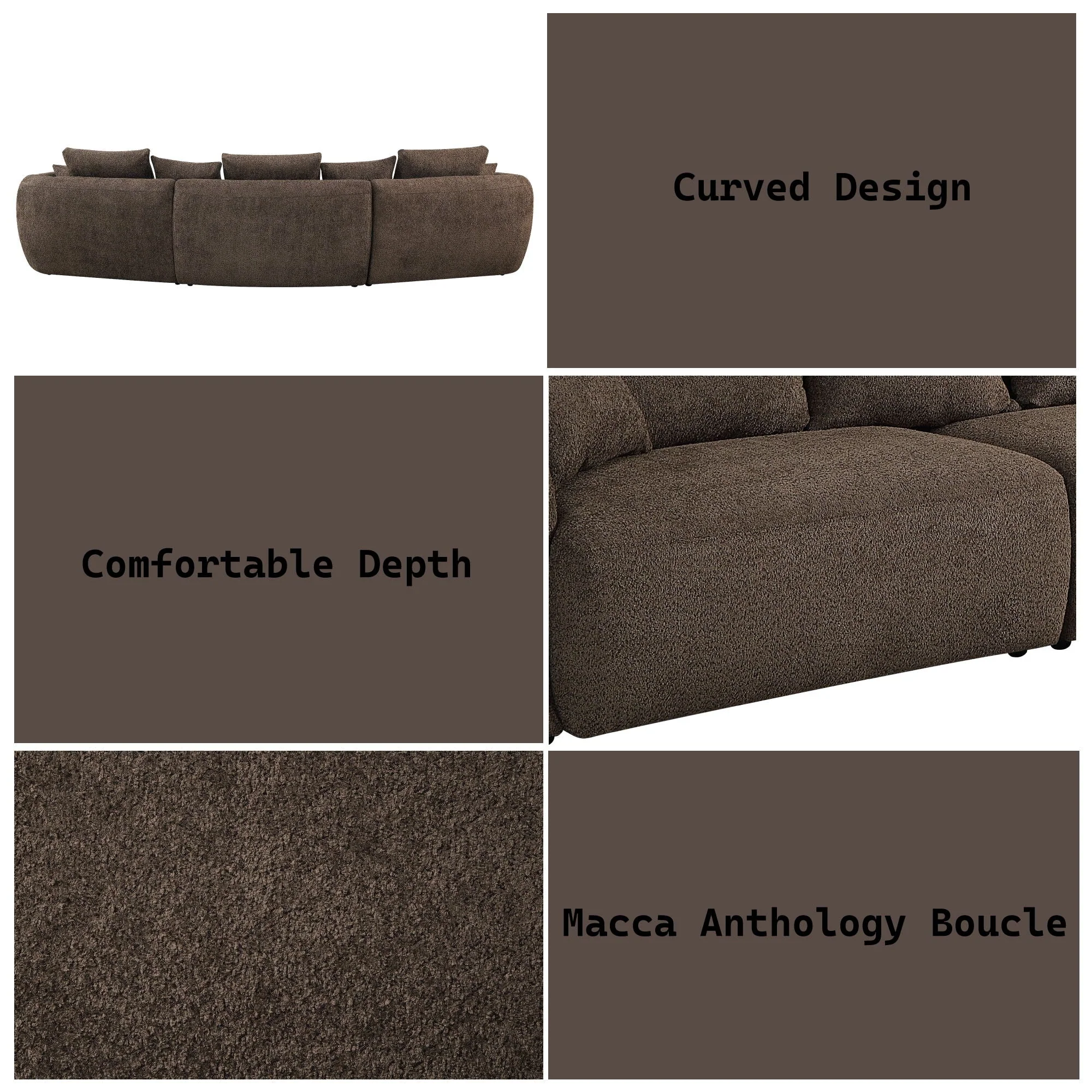 Bash - Anthology Boucle Sofa With Pillows - Brown - Image 4
