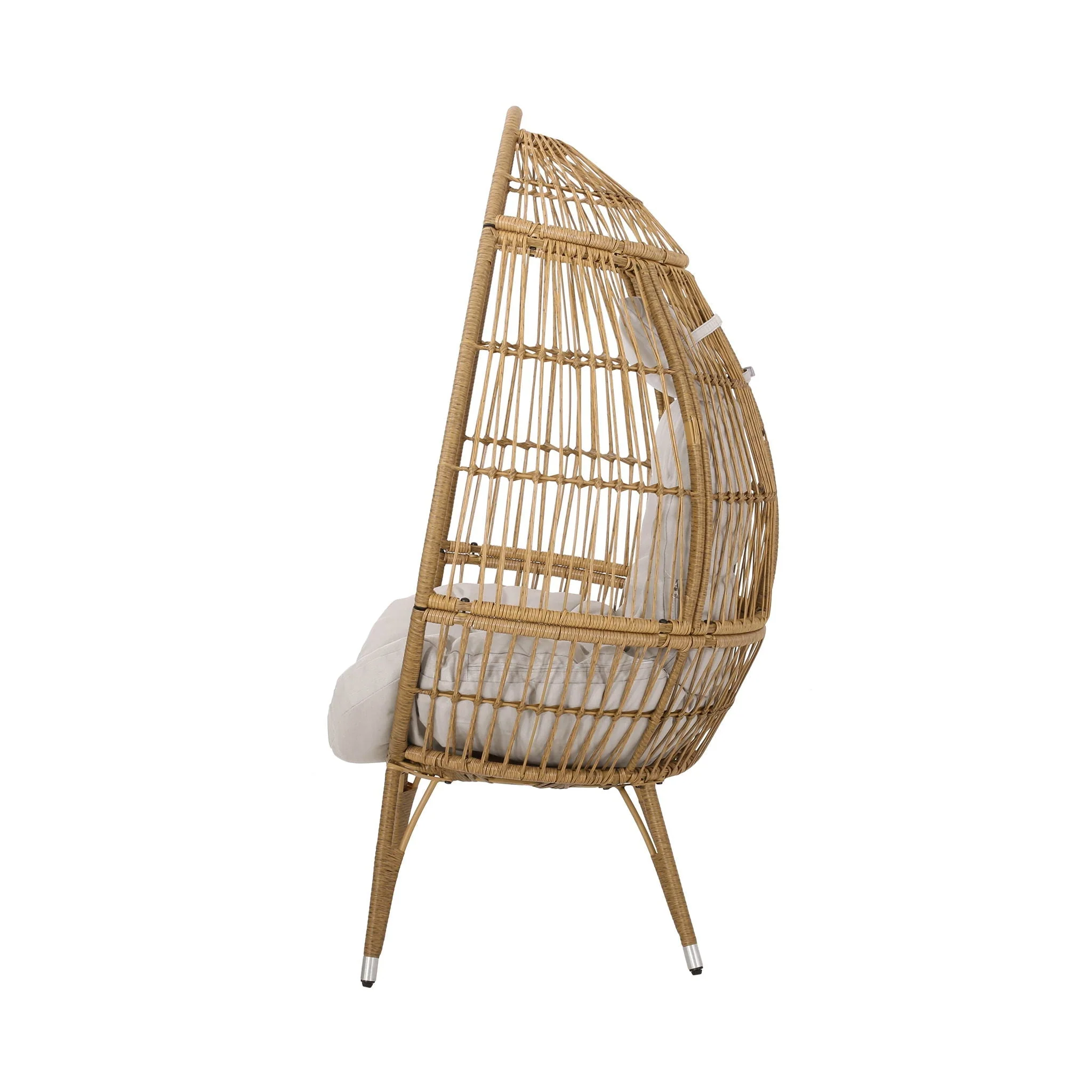 Basket Chair with Teardrop Shape and Water Resistant Cushion - Natural - Image 2