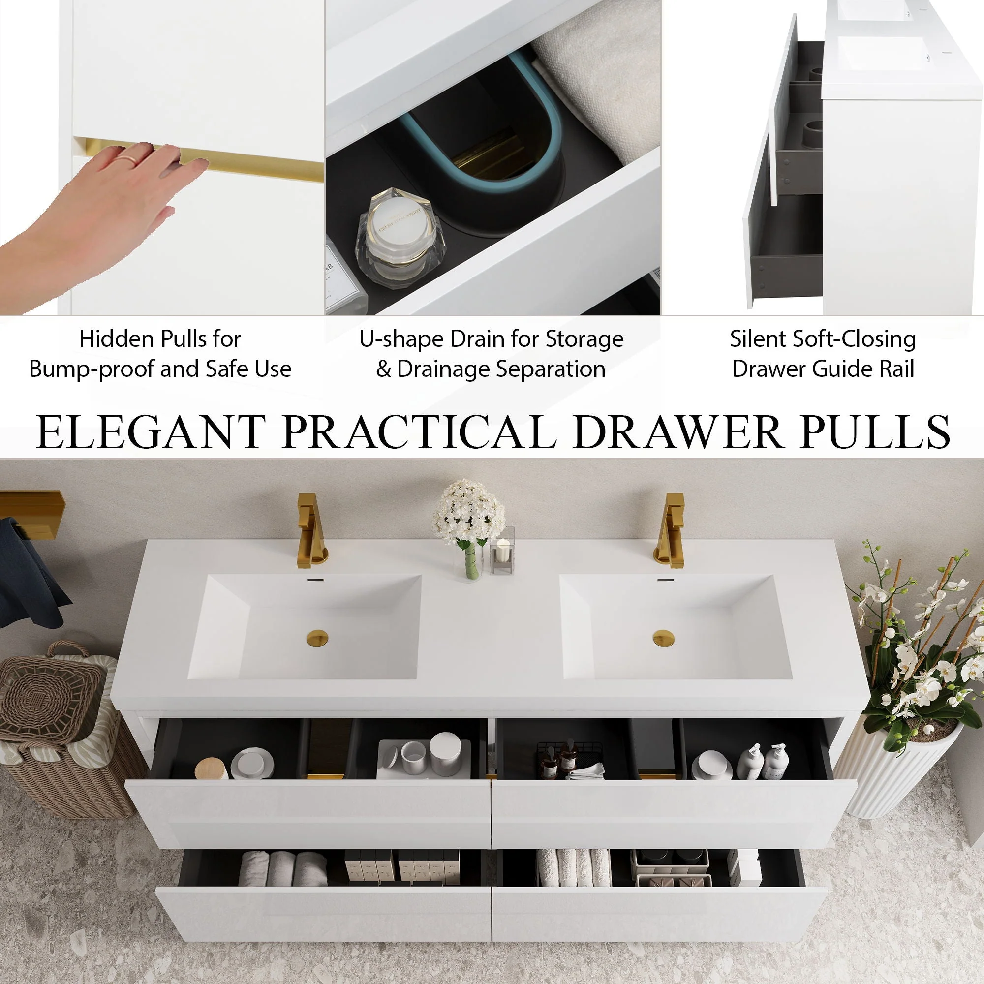 Bathin Freestanding Bathroom Vanity With Double Sinks, Bathroom Storage Vanity Cabinet With Stone Resin Countertop And Soft Close Drawers - Image 21