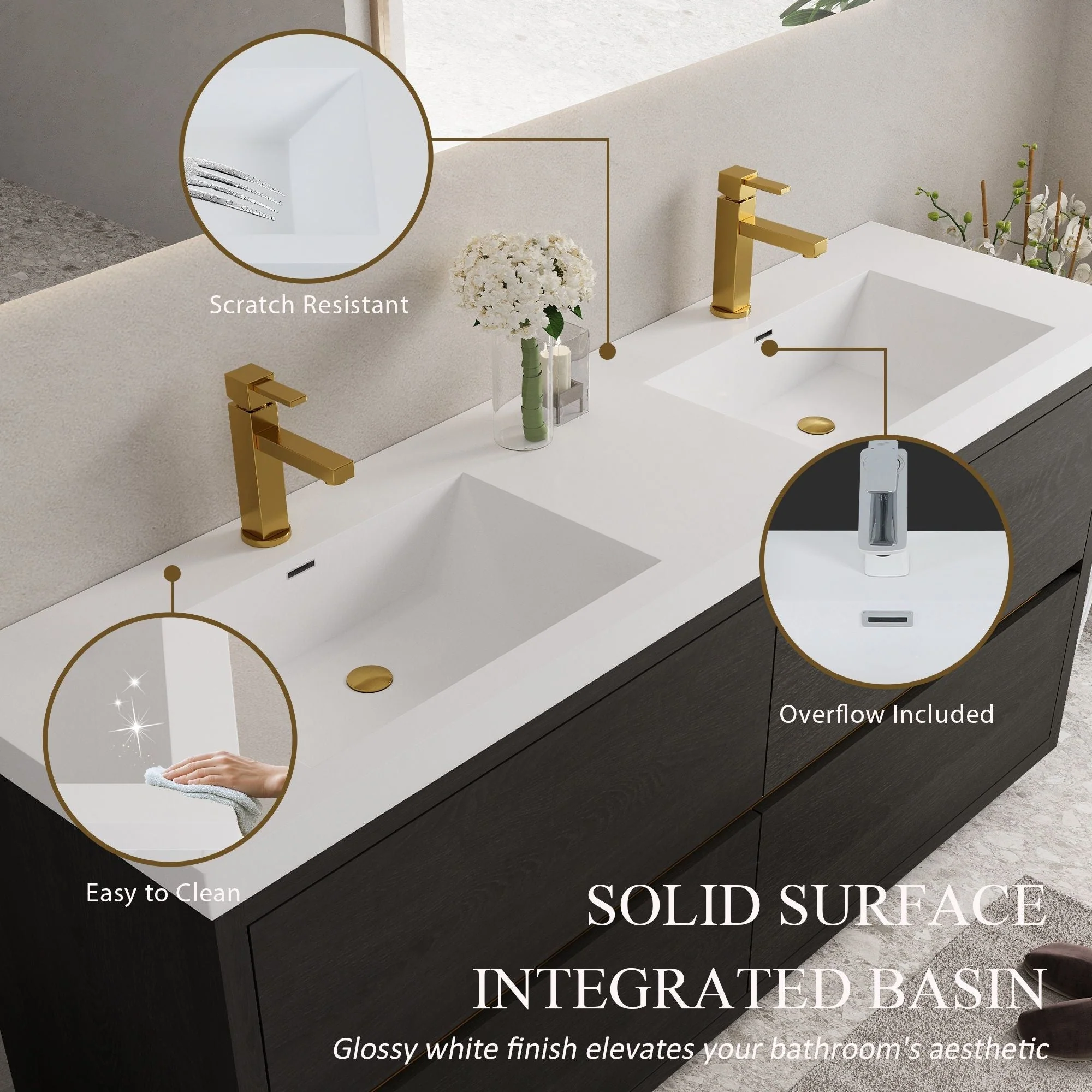 Bathin Freestanding Bathroom Vanity With Double Sinks, Bathroom Storage Vanity Cabinet With Stone Resin Countertop And Soft Close Drawers - Image 26