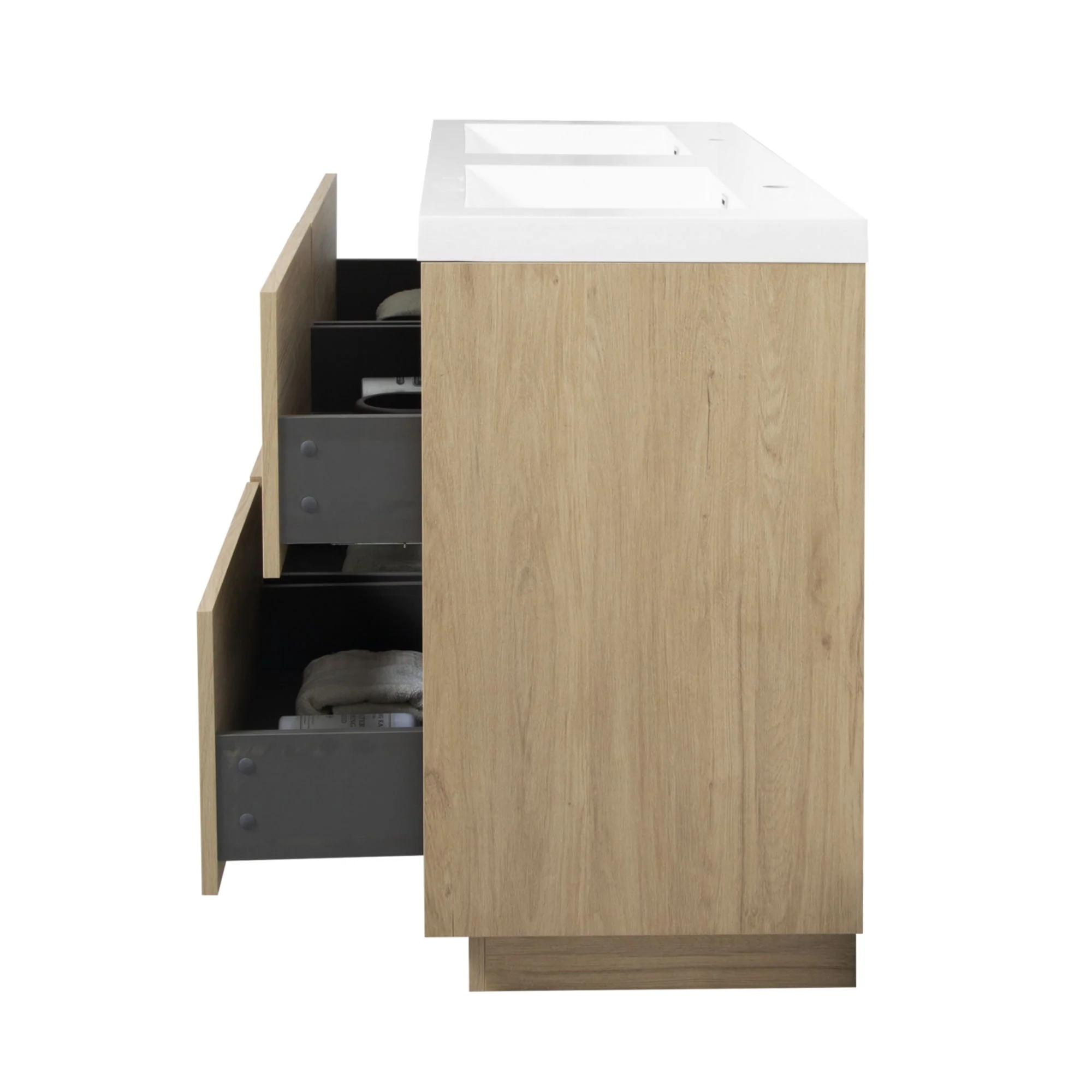 Bathin Freestanding Bathroom Vanity With Double Sinks, Bathroom Storage Vanity Cabinet With Stone Resin Countertop And Soft Close Drawers - Image 28