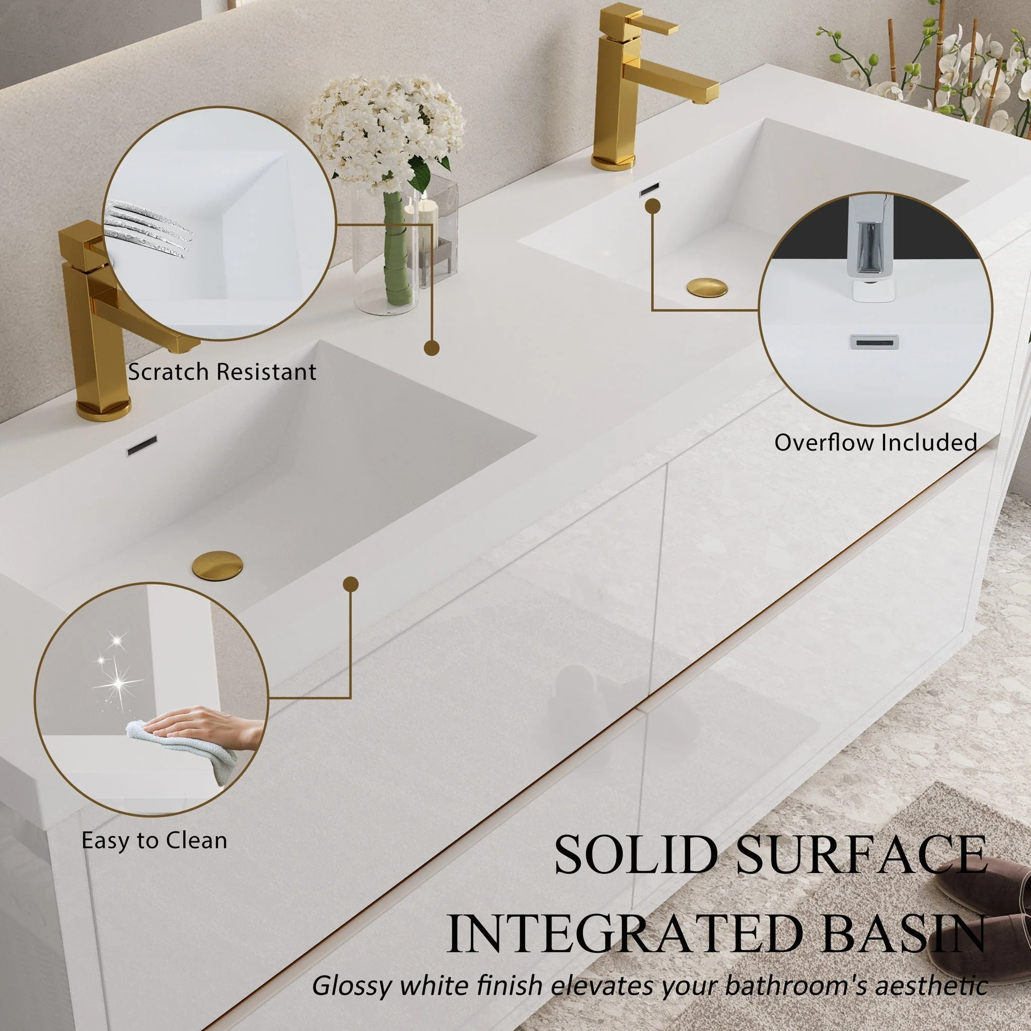 Bathin Freestanding Bathroom Vanity With Double Sinks, Bathroom Storage Vanity Cabinet With Stone Resin Countertop And Soft Close Drawers - Image 32