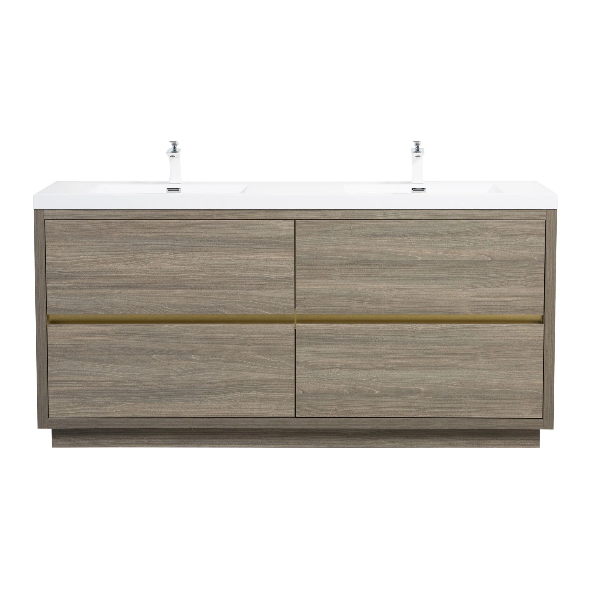 Bathin Freestanding Bathroom Vanity With Double Sinks, Bathroom Storage Vanity Cabinet With Stone Resin Countertop And Soft Close Drawers - Image 4