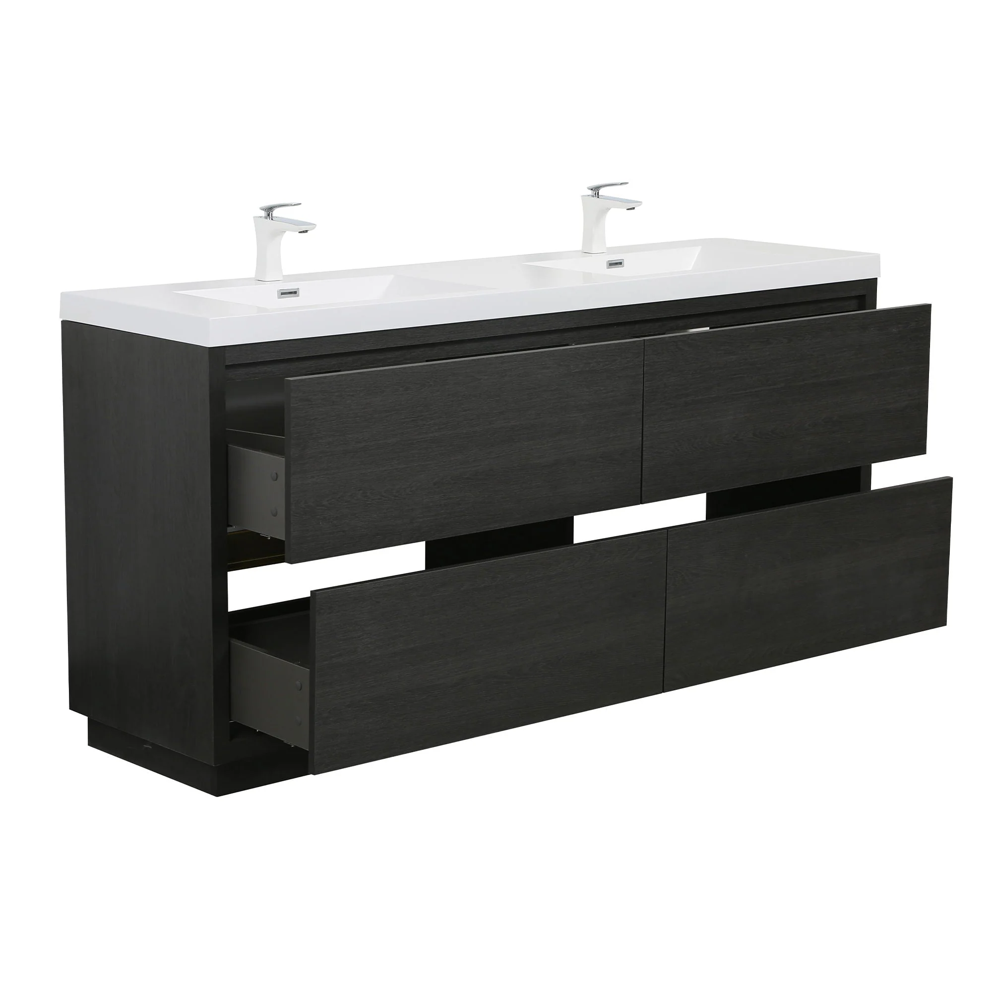 Bathin Freestanding Bathroom Vanity With Double Sinks, Bathroom Storage Vanity Cabinet With Stone Resin Countertop And Soft Close Drawers - Image 8