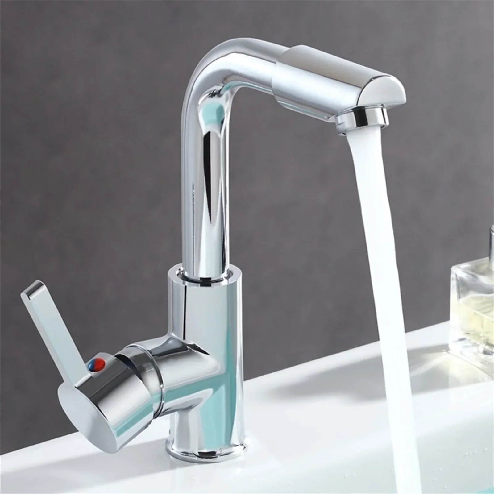 Bathroom Faucet 360° Rotate Chrome Deck Mounted Single Handle Mixer Tap Hot Cold - Image 6