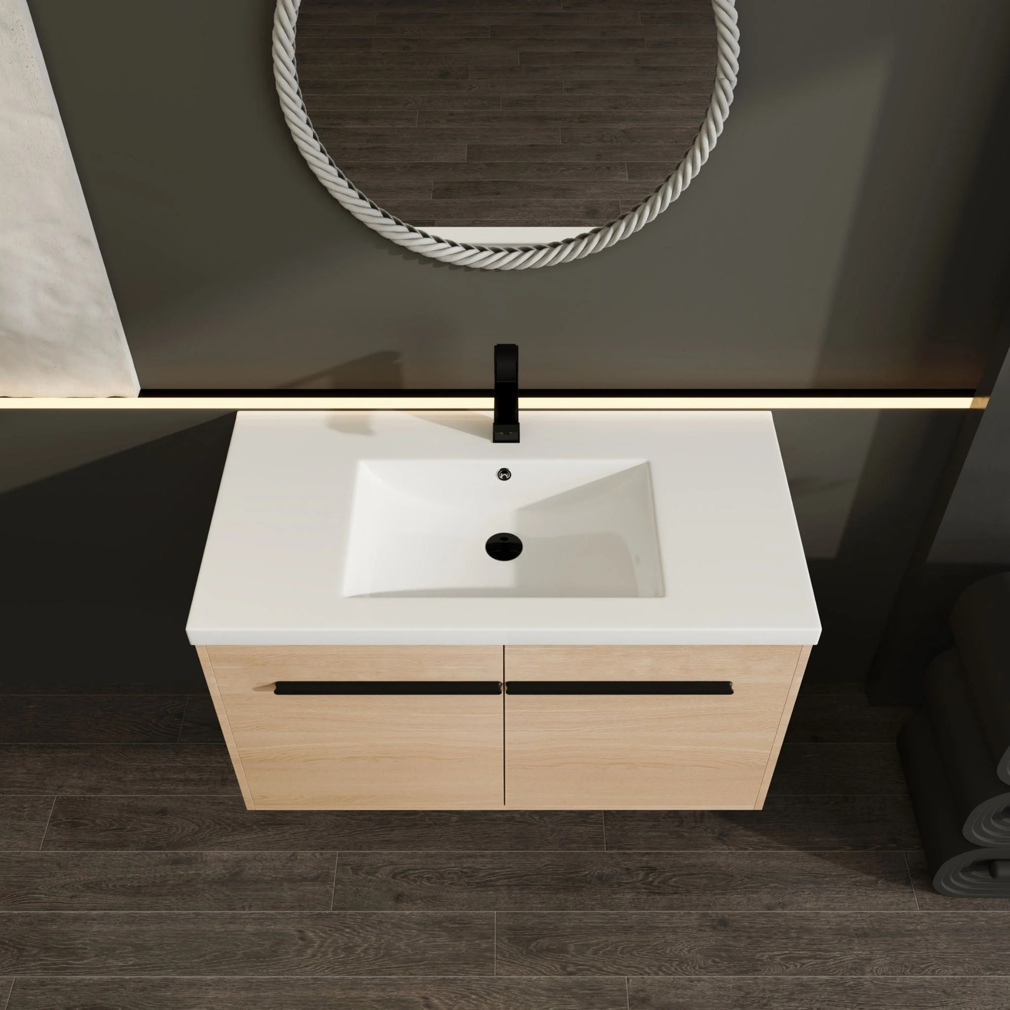 Bathroom Vanity Set With Resin Countertop Sink, 2 Doors - Image 11
