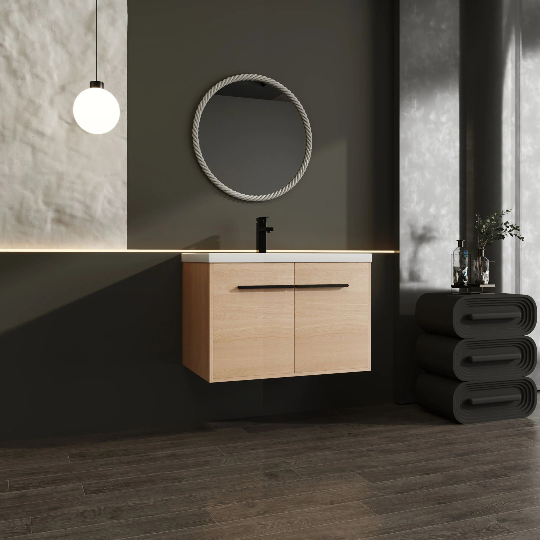 Bathroom Vanity Set With Resin Countertop Sink, 2 Doors - Image 12
