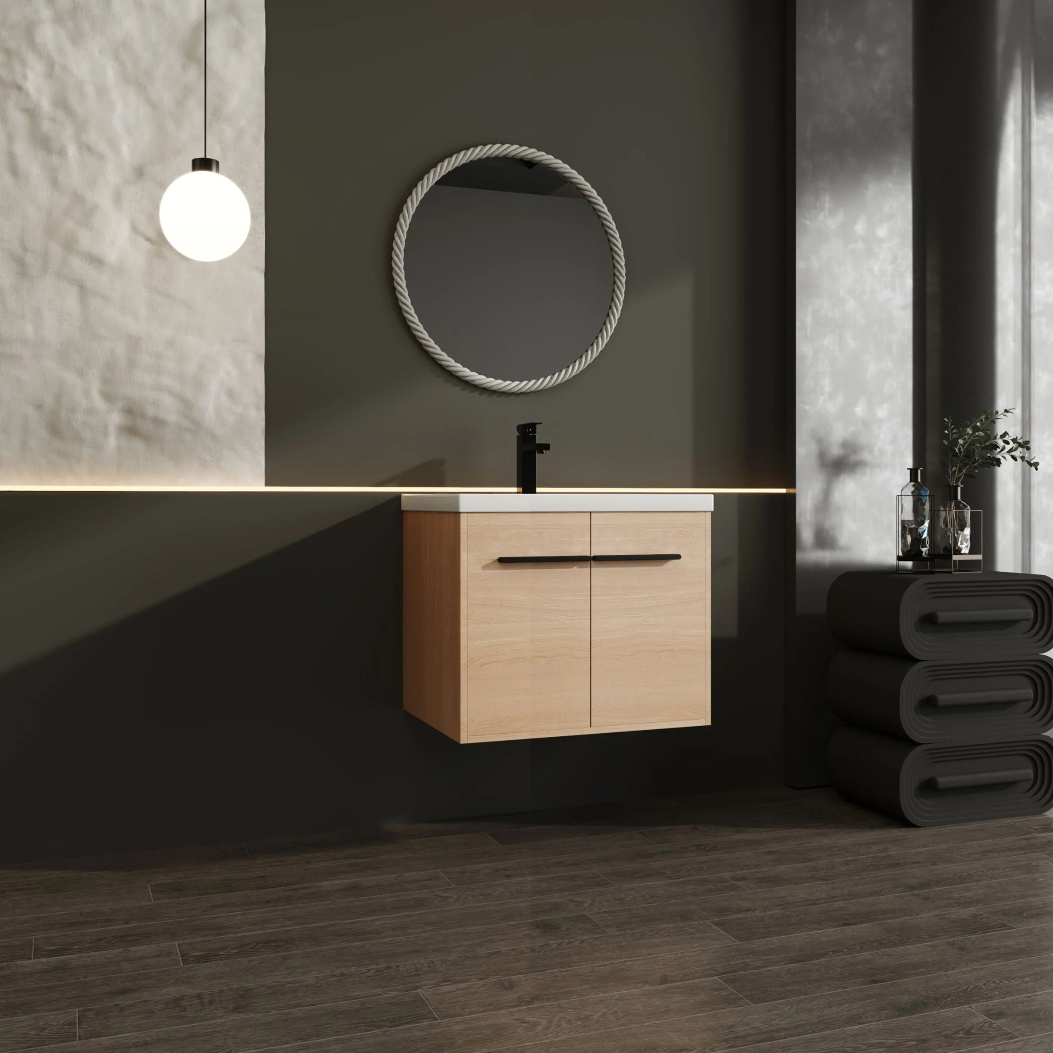 Bathroom Vanity Set With Resin Countertop Sink, 2 Doors - Image 4