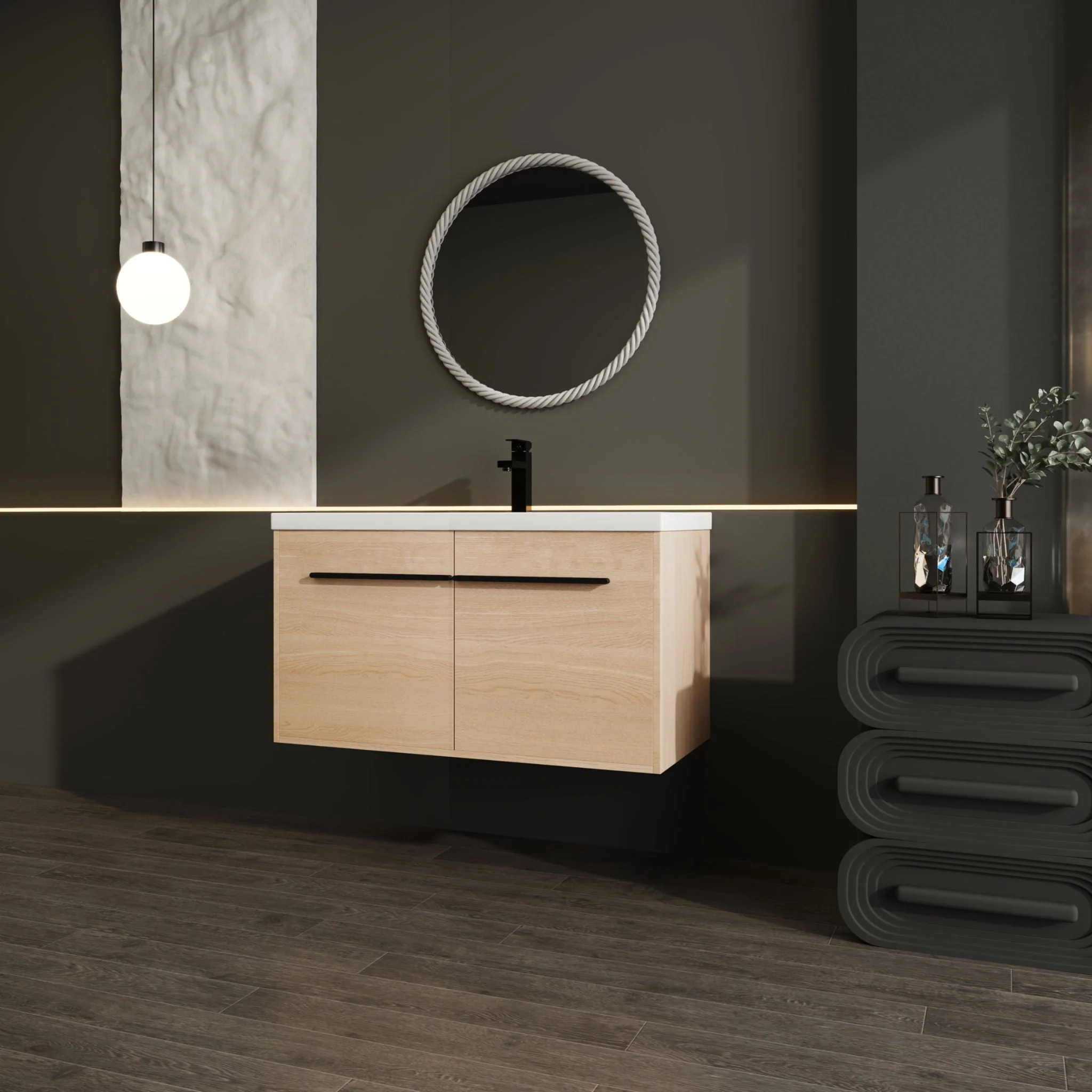 Bathroom Vanity Set With Resin Countertop Sink, 2 Doors - Image 6