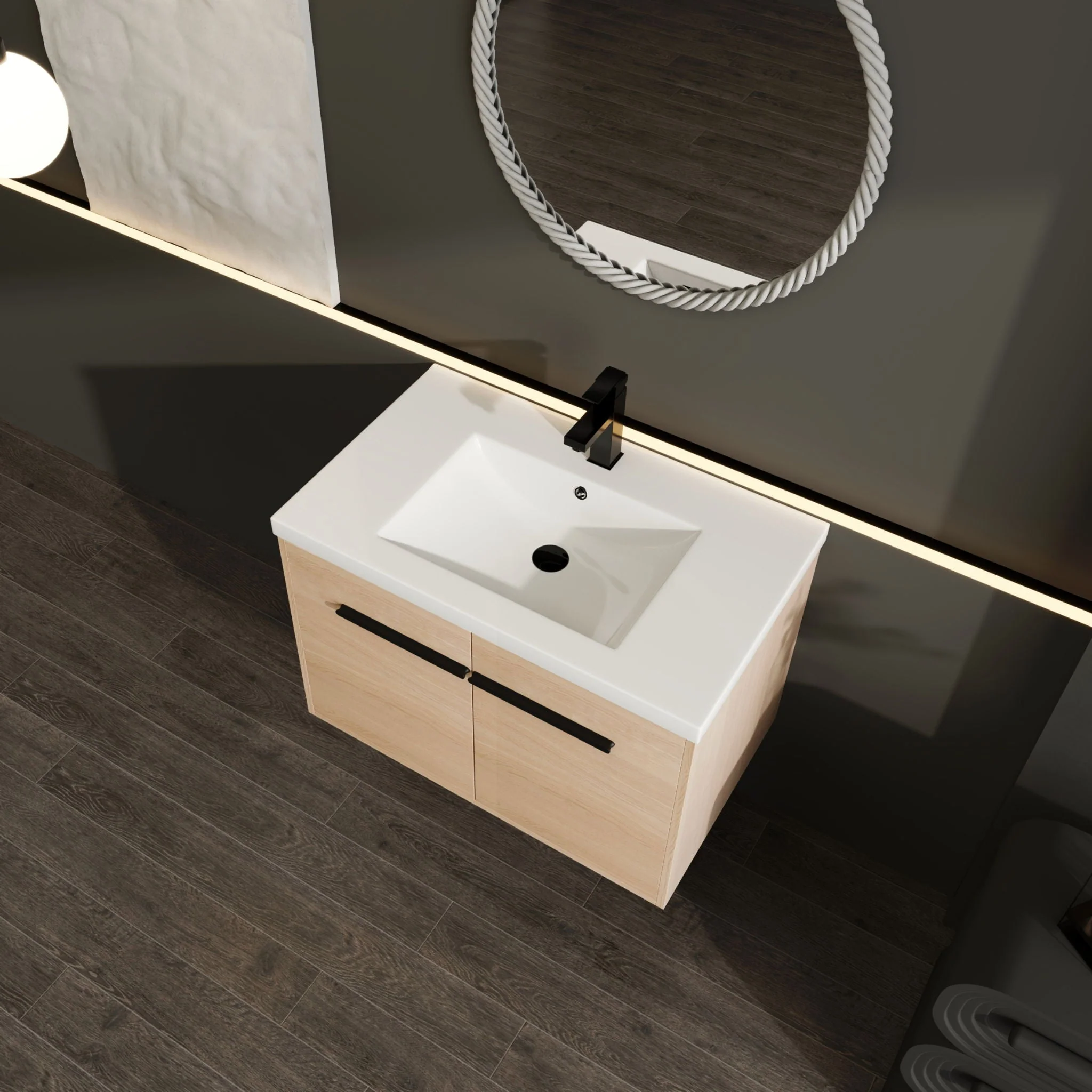 Bathroom Vanity Set With Resin Countertop Sink, 2 Doors - Image 8
