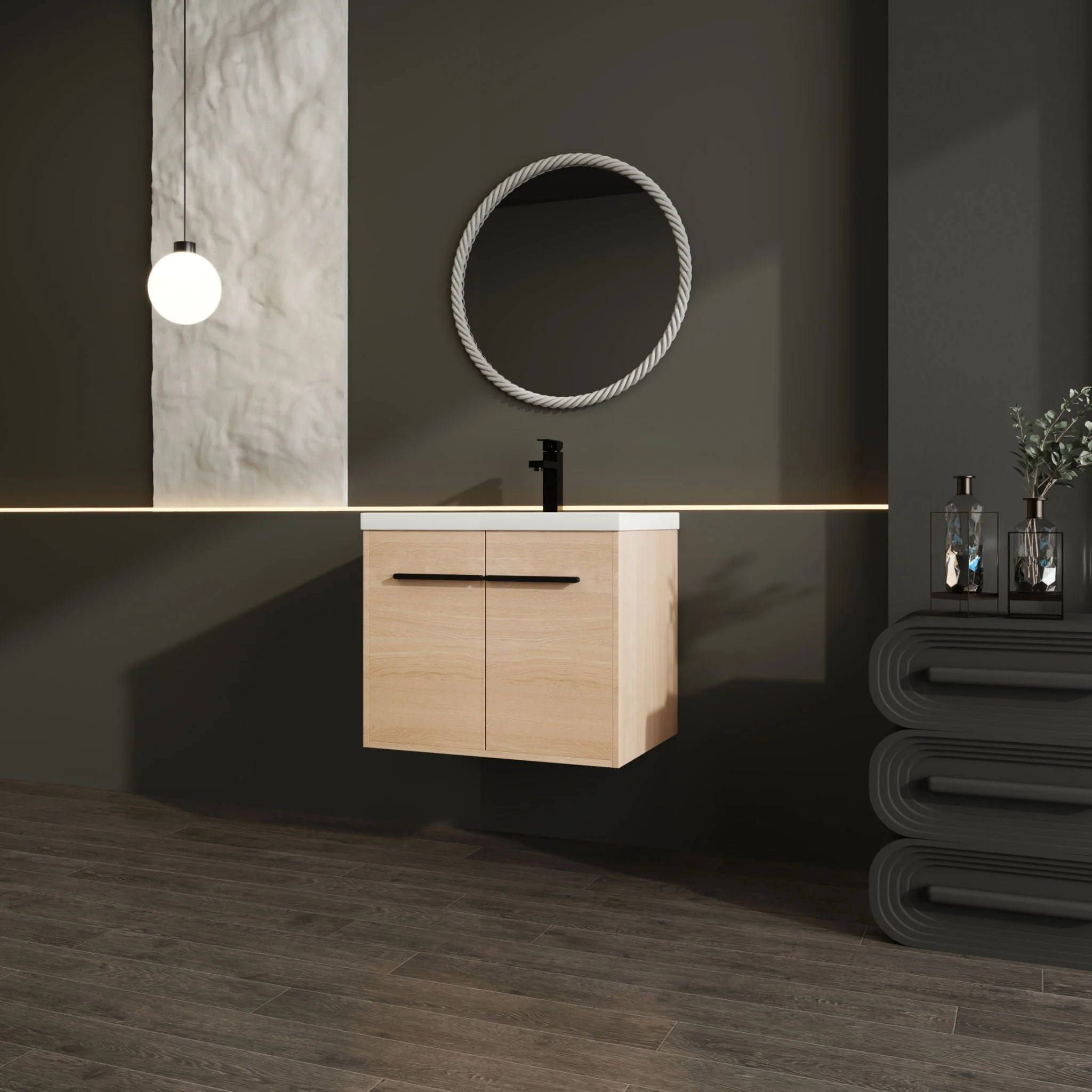 Bathroom Vanity Set With Resin Countertop Sink, 2 Doors - Image 9
