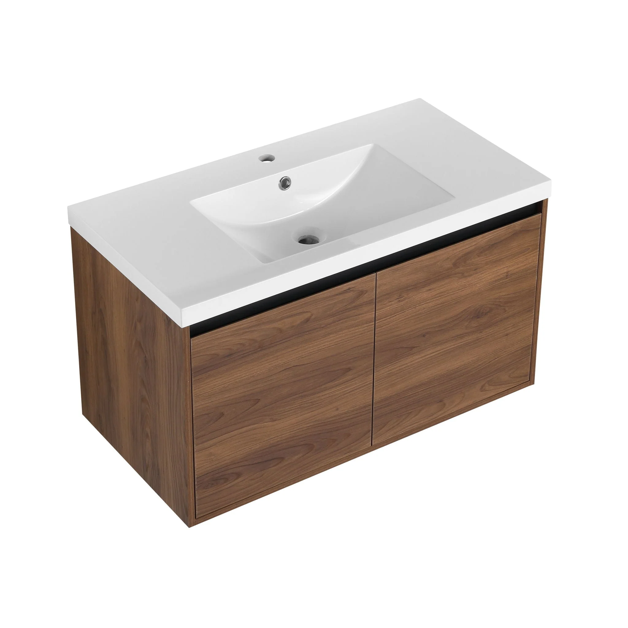 Bathroom Vanity Set With Resin Countertop Sink And 2 Doors, Engineered Wood - Image 2