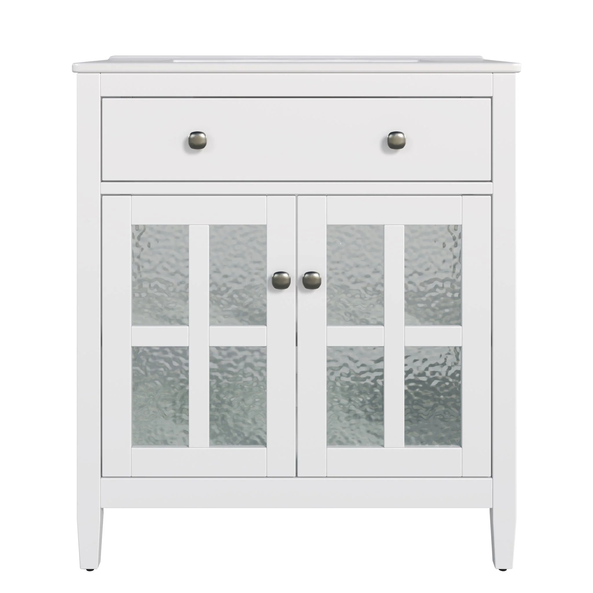 Bathroom Vanity With Ceramic Sink, Adjustable Shelf & Tip Out Tray - Image 2