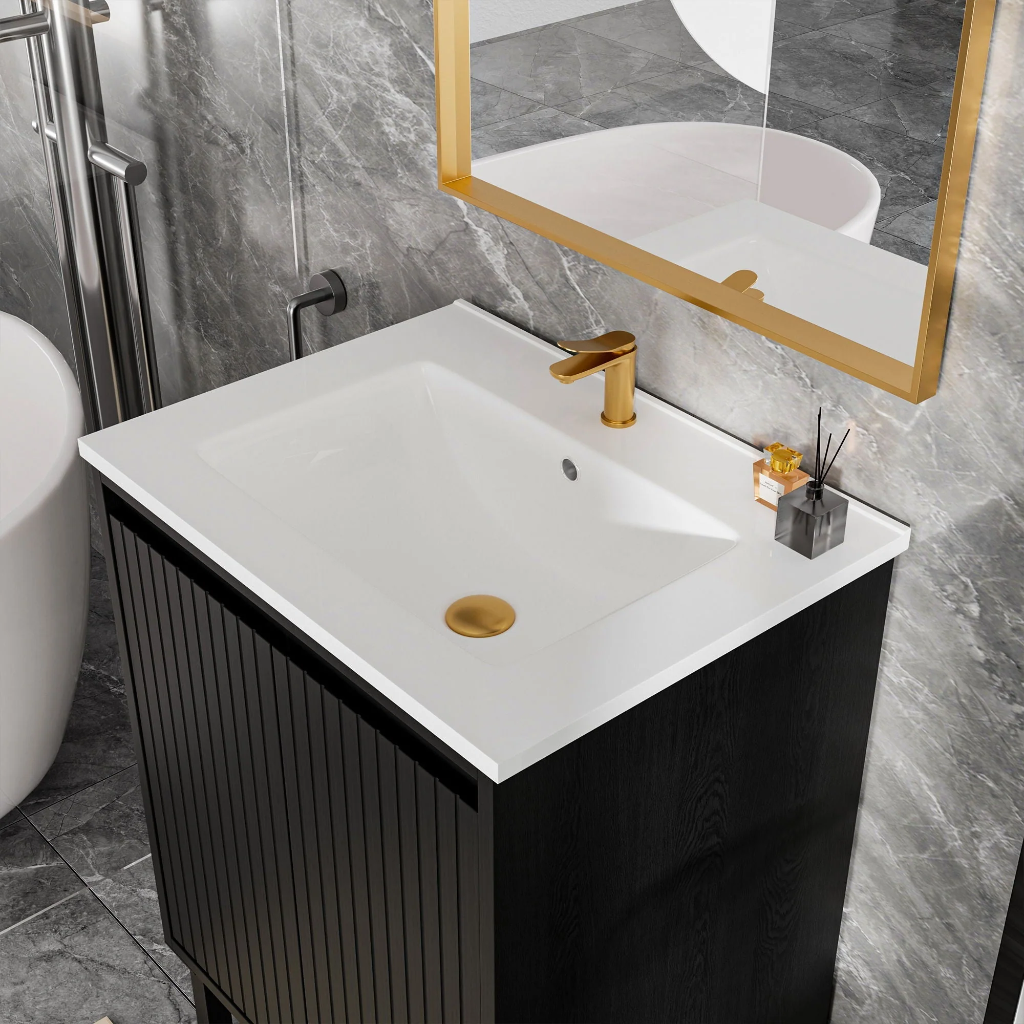 Bathroom Vanity With Ceramic Sink, Floor-Standing Design, Soft-Closing Drawers - Image 10