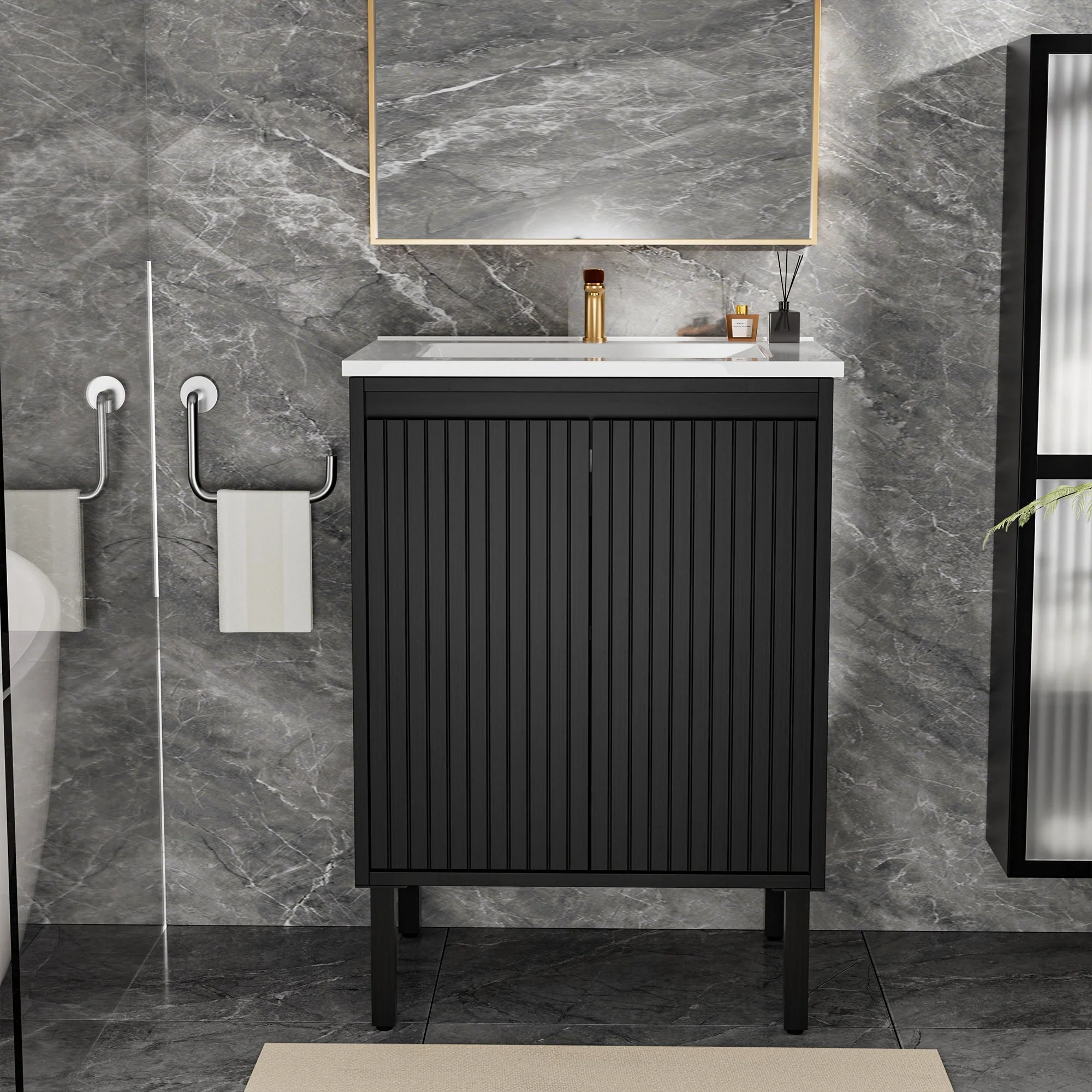 Bathroom Vanity With Ceramic Sink, Floor-Standing Design, Soft-Closing Drawers - Image 13