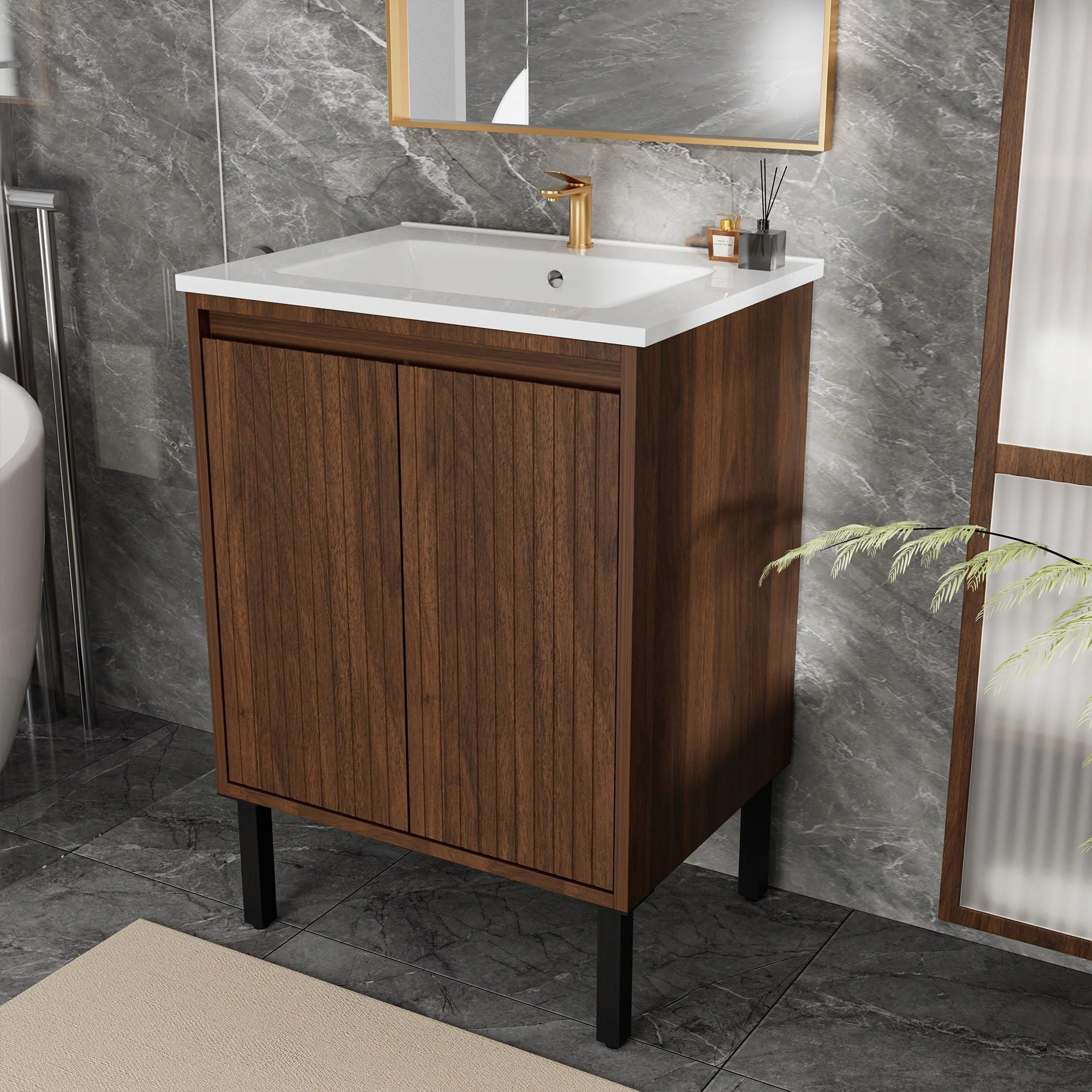 Bathroom Vanity With Ceramic Sink, Floor-Standing Design, Soft-Closing Drawers - Image 15