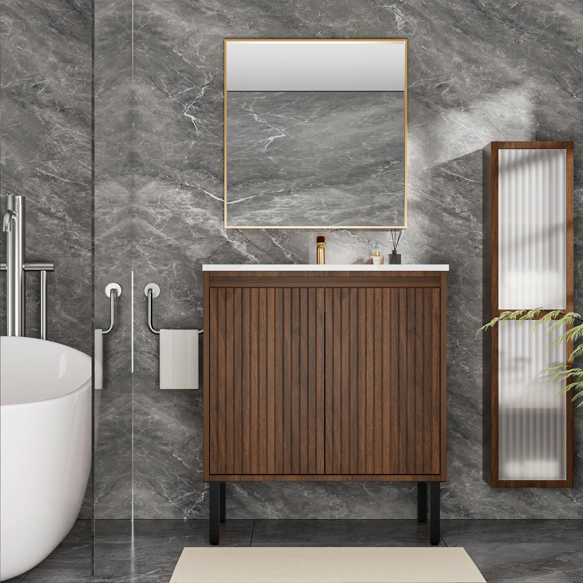 Bathroom Vanity With Ceramic Sink, Floor-Standing Design, Soft-Closing Drawers - Image 16