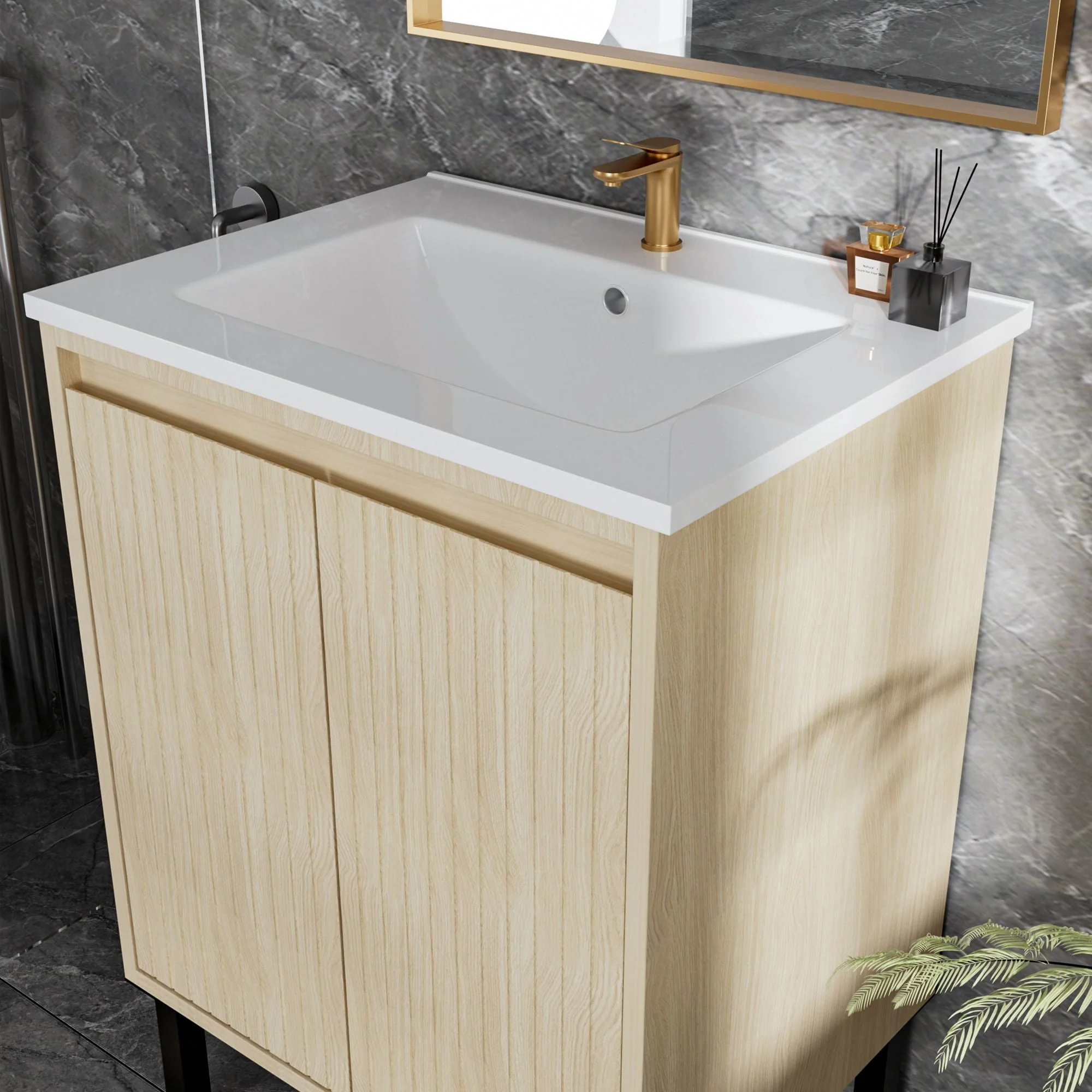 Bathroom Vanity With Ceramic Sink, Floor-Standing Design, Soft-Closing Drawers - Image 18