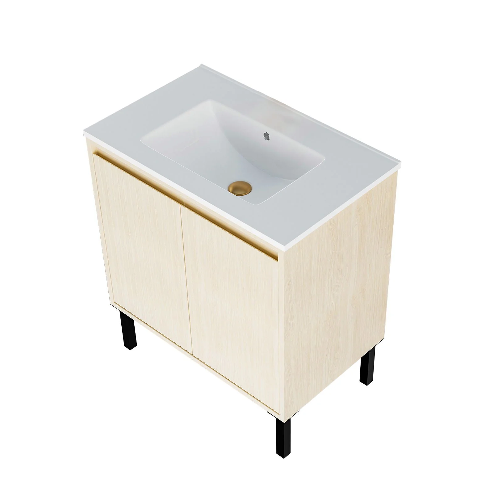 Bathroom Vanity With Ceramic Sink, Floor-Standing Design, Soft-Closing Drawers - Image 2