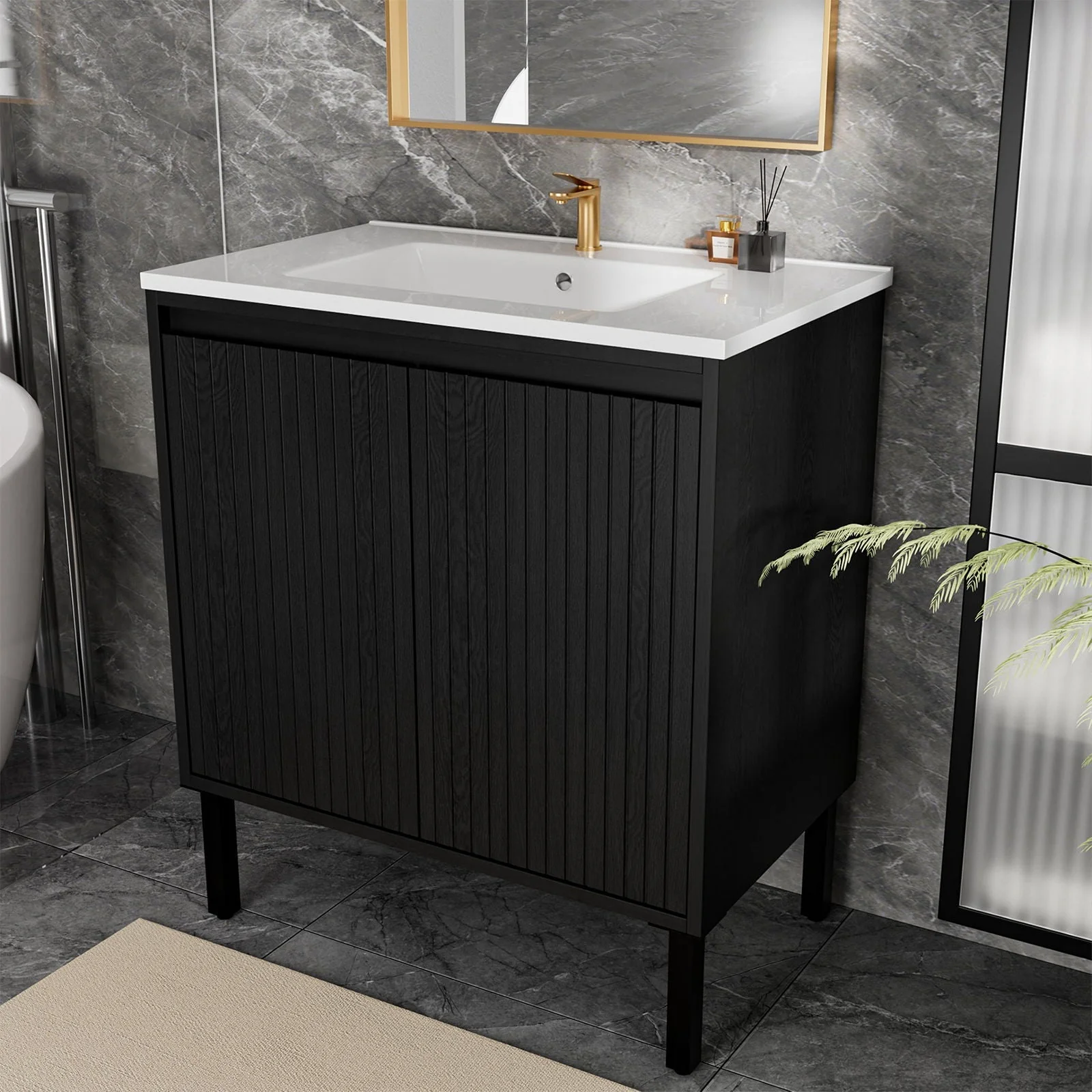 Bathroom Vanity With Ceramic Sink, Floor-Standing Design, Soft-Closing Drawers - Image 21