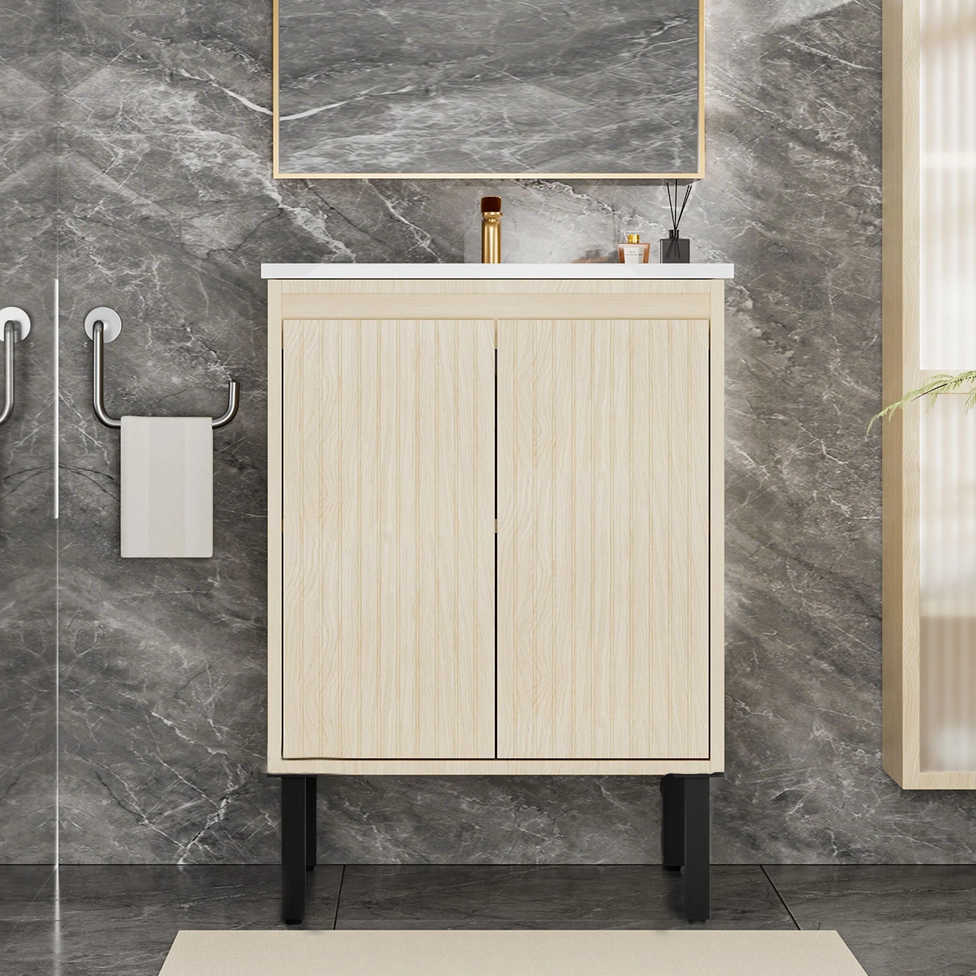 Bathroom Vanity With Ceramic Sink, Floor-Standing Design, Soft-Closing Drawers - Image 24
