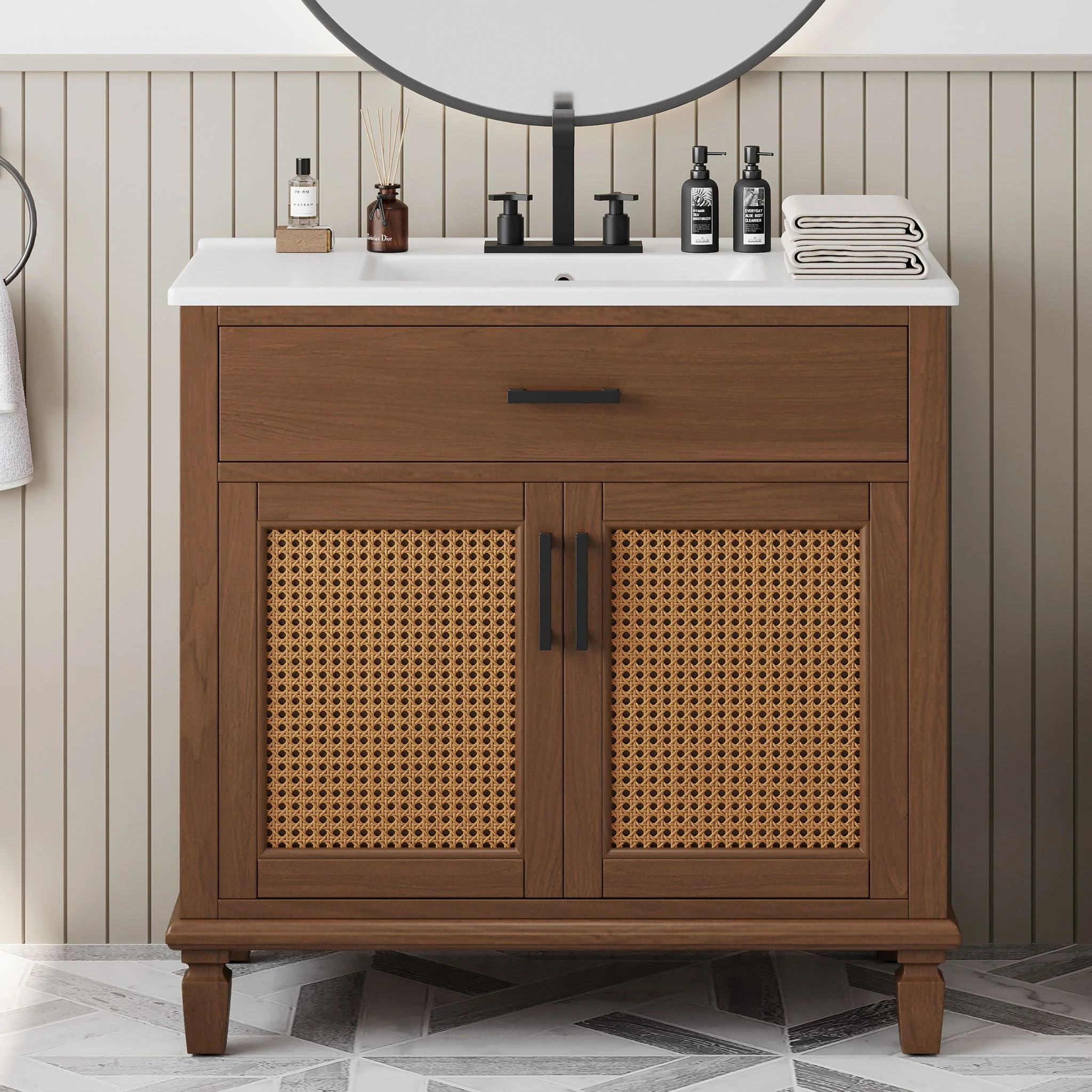 Bathroom Vanity With Ceramic Sink, Modern Free Standing Cabinet With Soft Close Drawers - Image 7