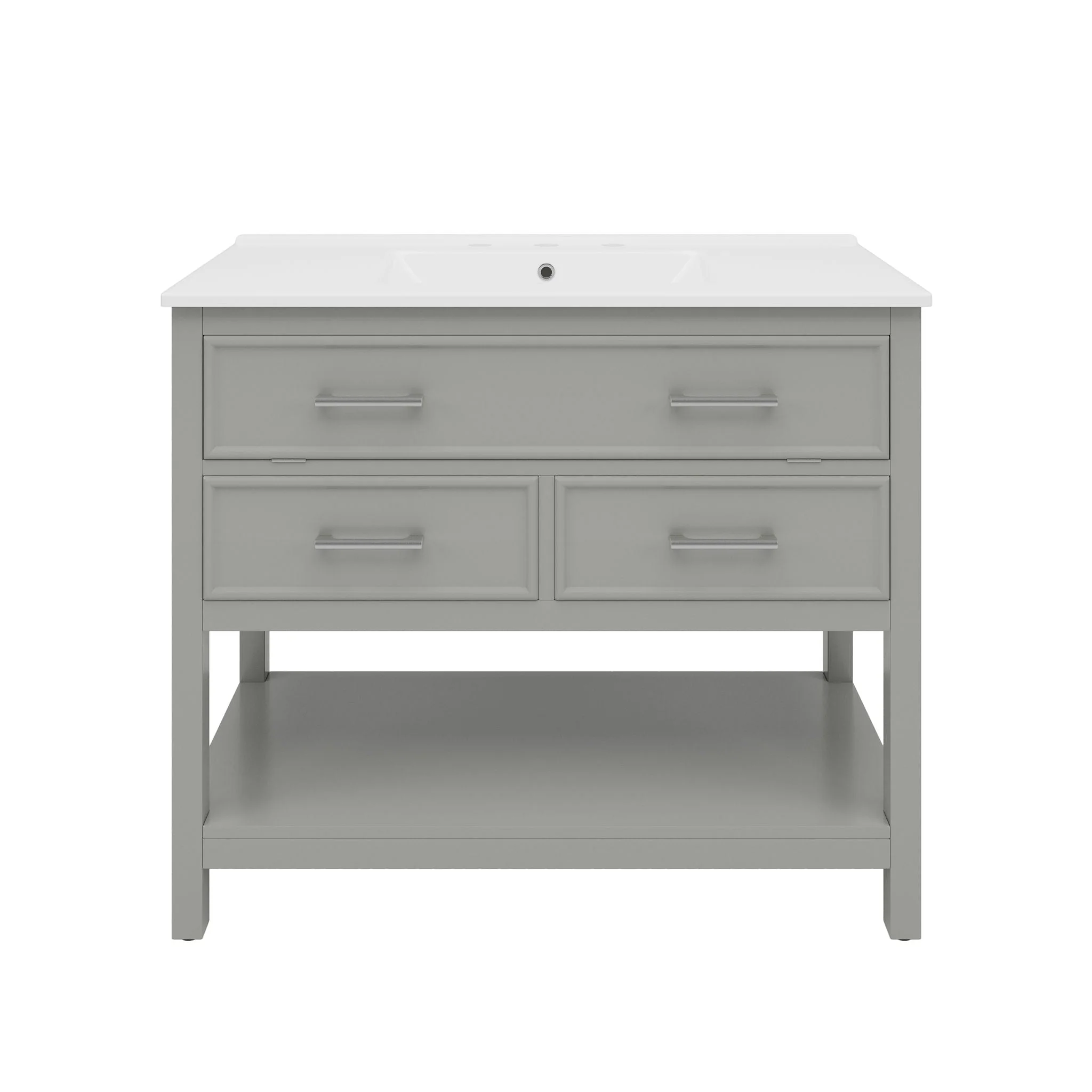 Bathroom Vanity With Ceramic Sink, Tip Out Tray & 2 Full Extension Drawers - Image 2
