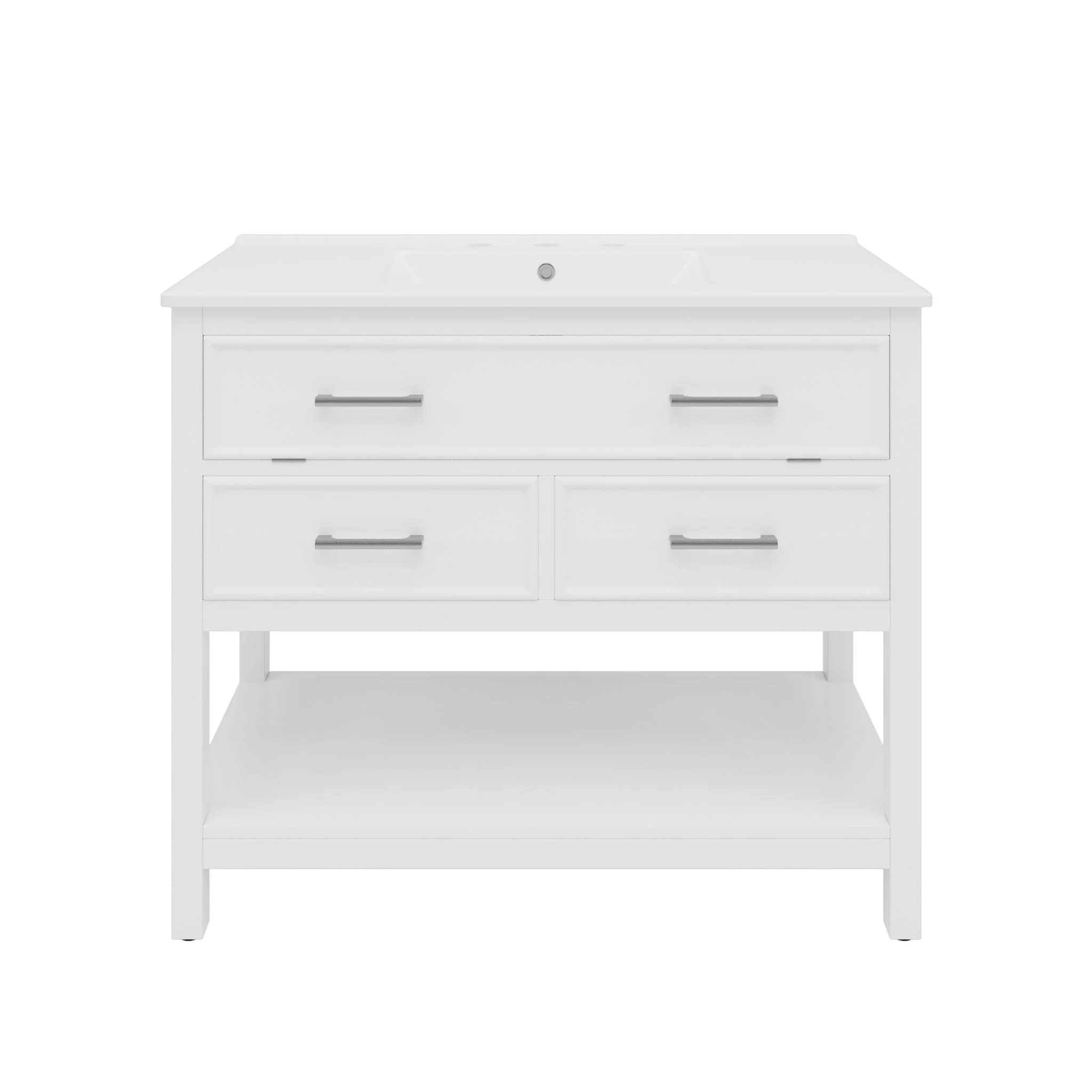 Bathroom Vanity With Ceramic Sink, Tip Out Tray & 2 Full Extension Drawers - Image 3