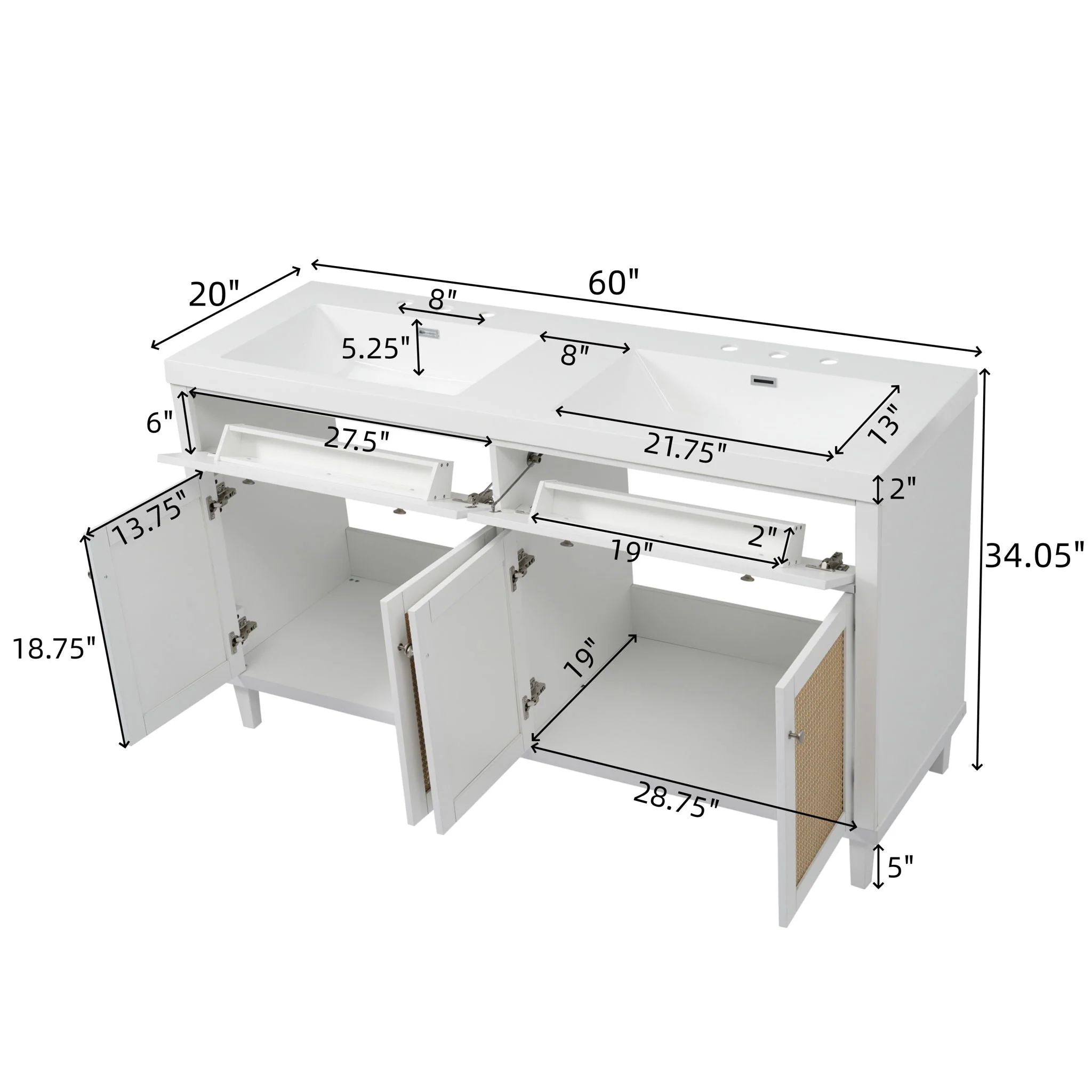 Bathroom Vanity With Double Sink, Large Storage Space - Image 5