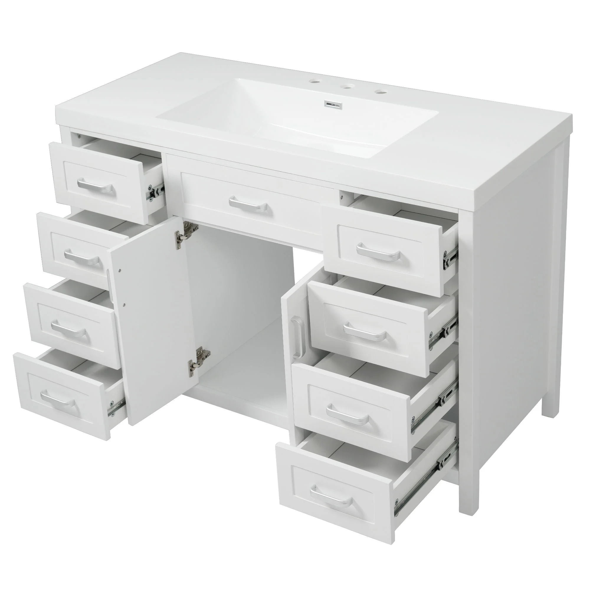 Bathroom Vanity With Sink, 2 Doors 8 Drawers, Soft Close System, Classic Design - Image 2