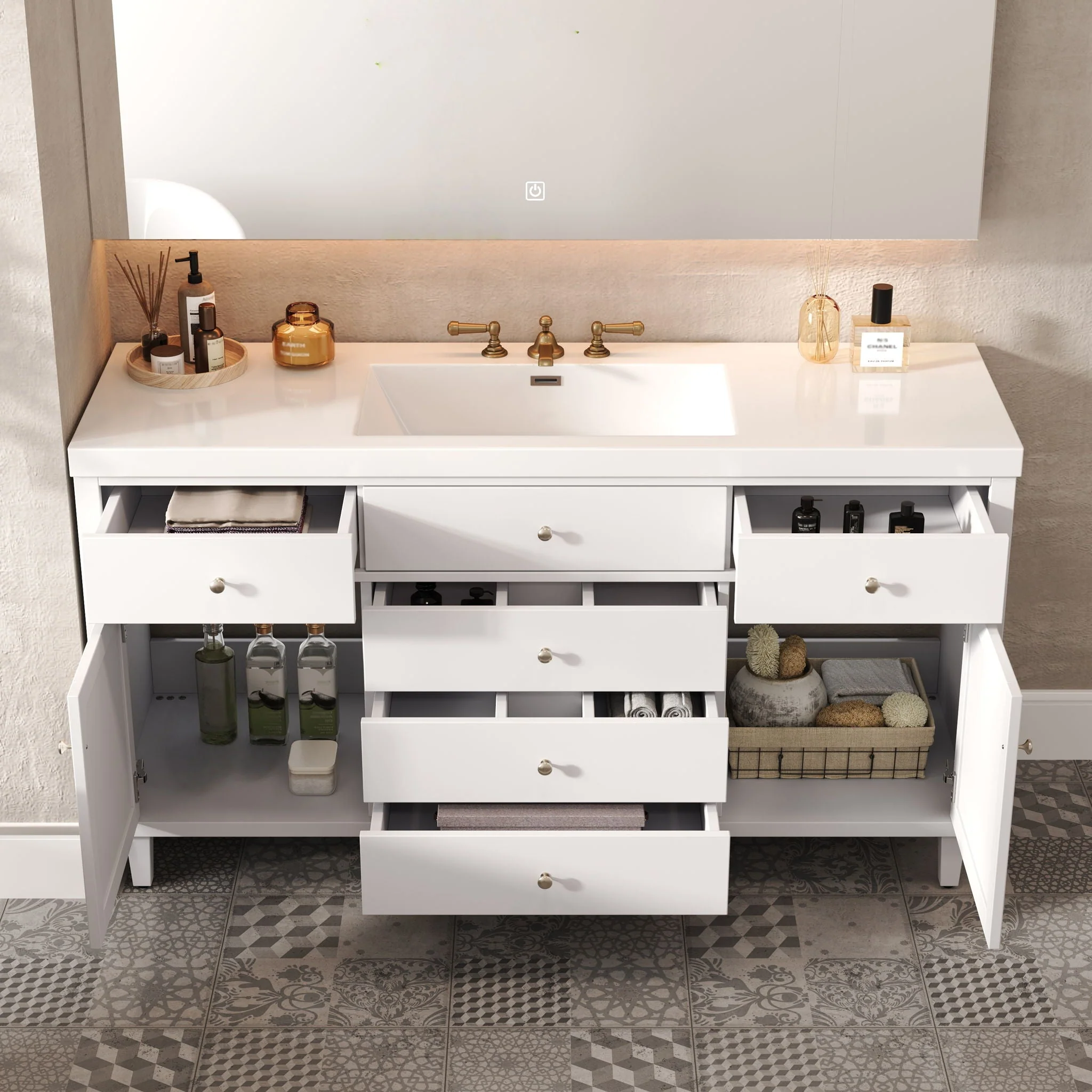 Bathroom Vanity With Sink, 5 Legs, Soft Close Drawers - Image 8