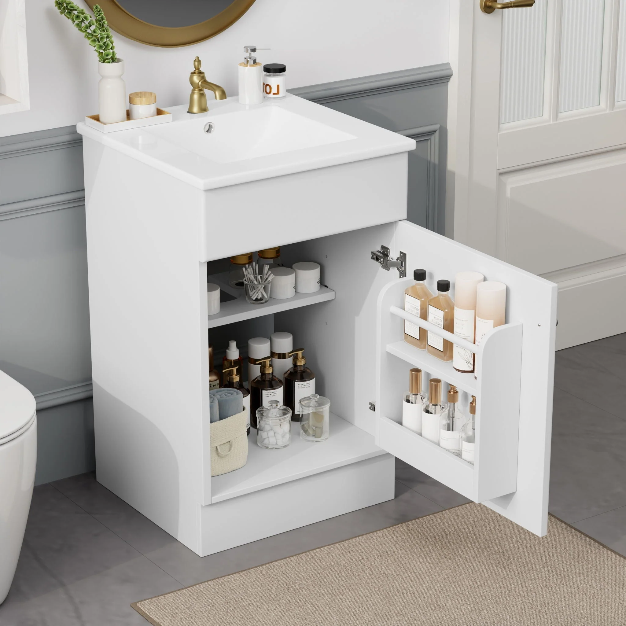 Bathroom Vanity With Sink, Cabinet With Adjustable Shelf - Image 11