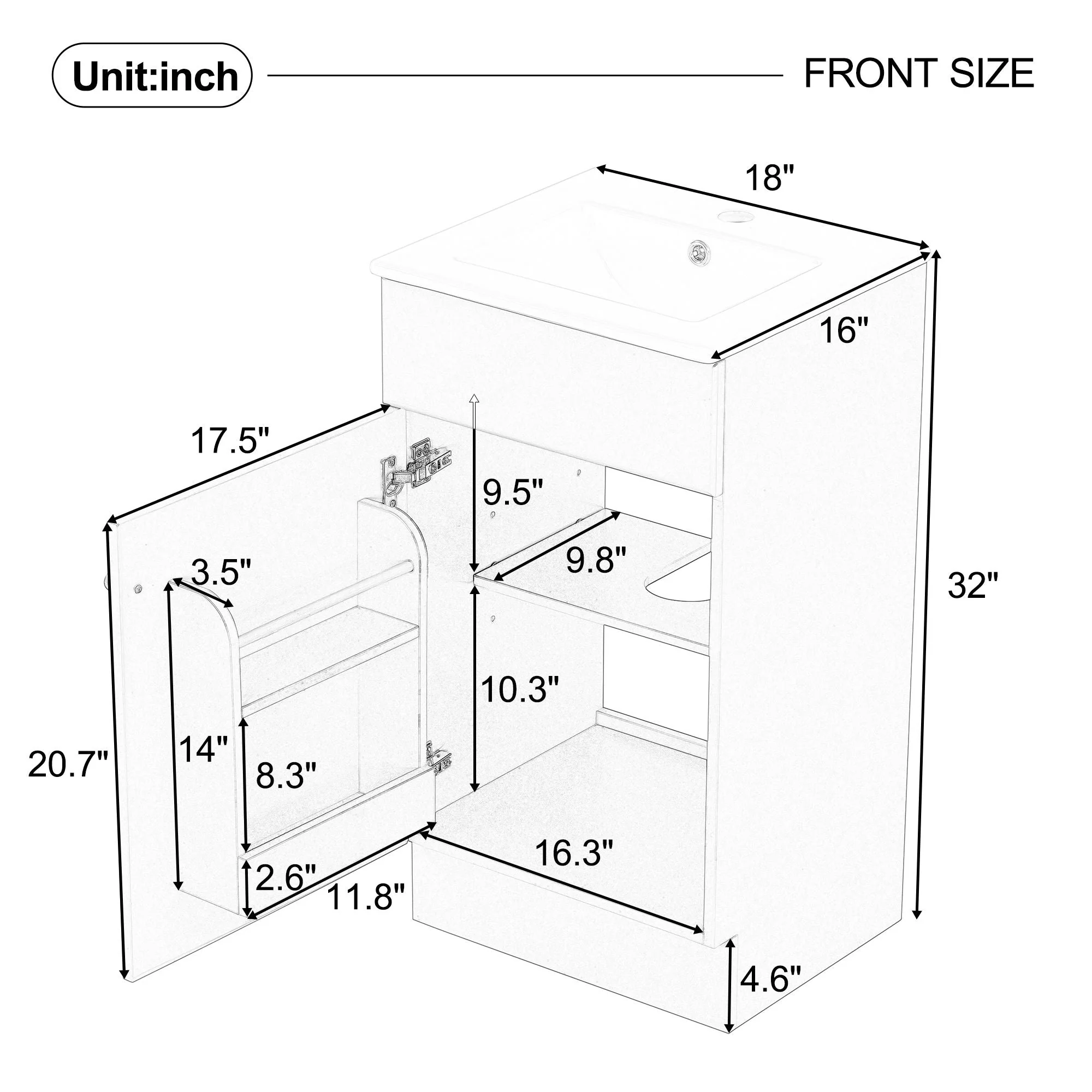 Bathroom Vanity With Sink, Cabinet With Adjustable Shelf - Image 9