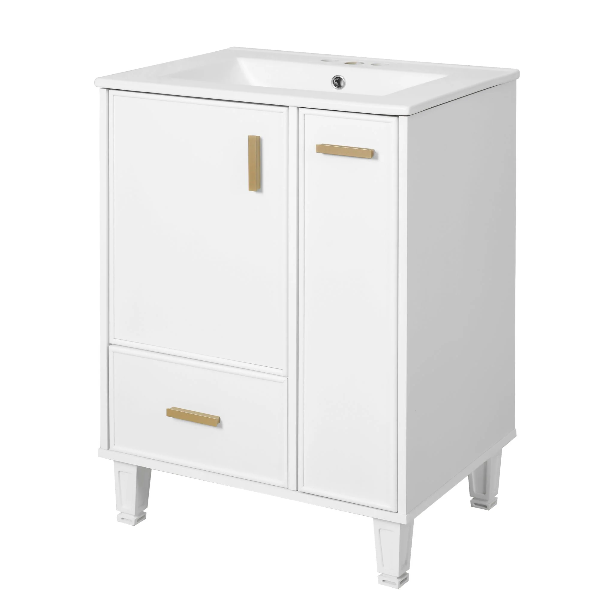 Bathroom Vanity With Sink, Deep Drawer, Door Shelf, 2 Tier Basket - Image 3