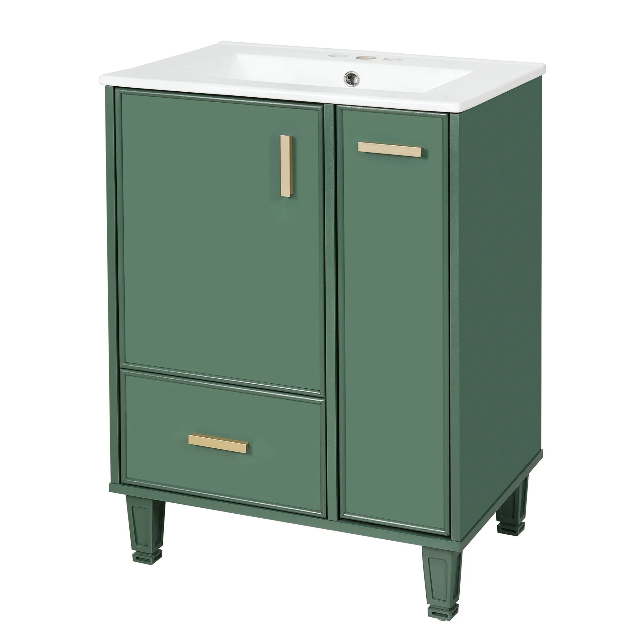 Bathroom Vanity With Sink, Deep Drawer, Door Shelf, 2 Tier Basket - Image 4