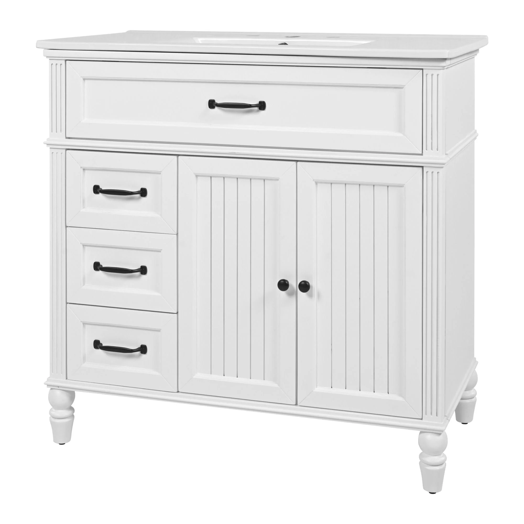 Bathroom Vanity With Sink, Freestanding Cabinet & Drawers - Image 2