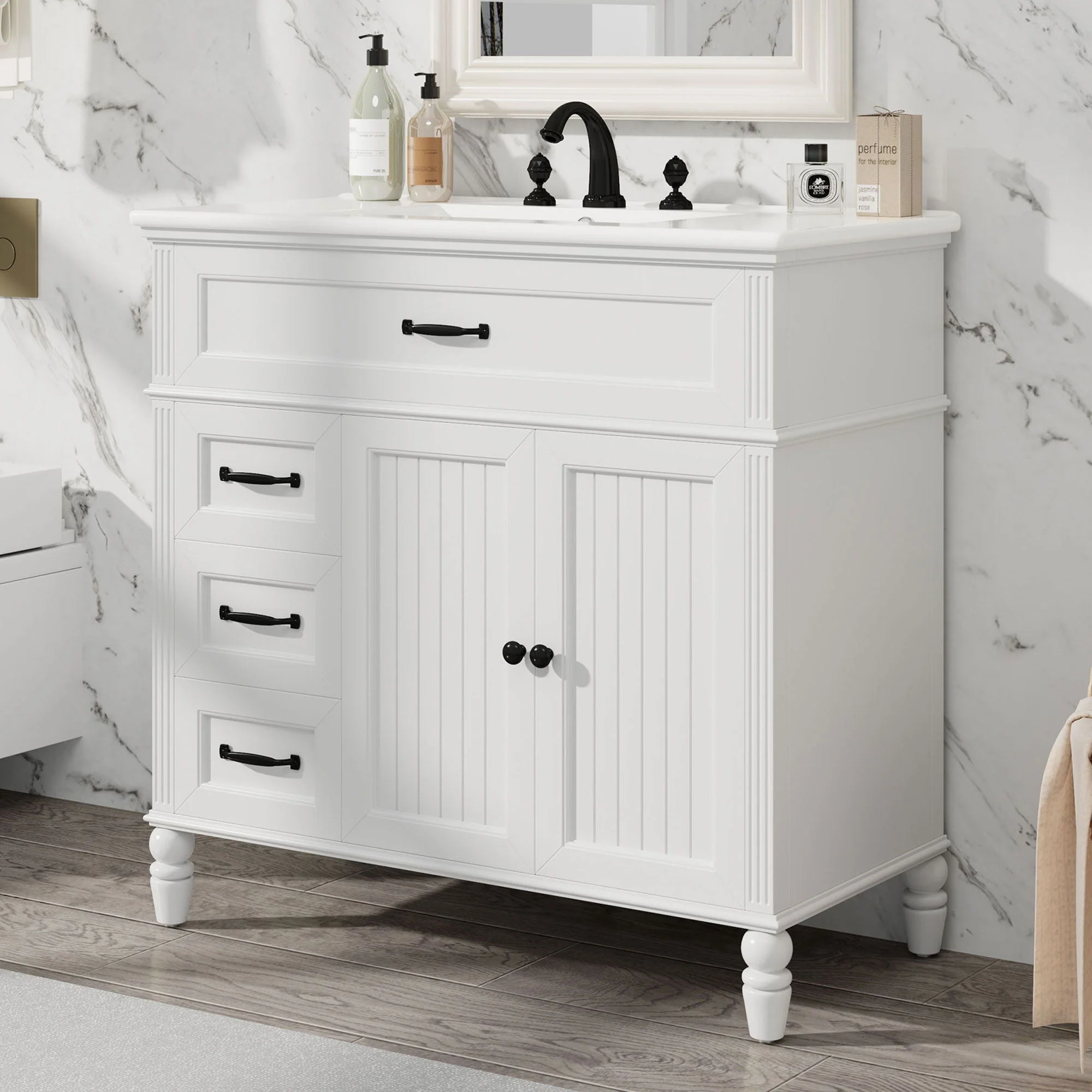 Bathroom Vanity With Sink, Freestanding Cabinet & Drawers - Image 7