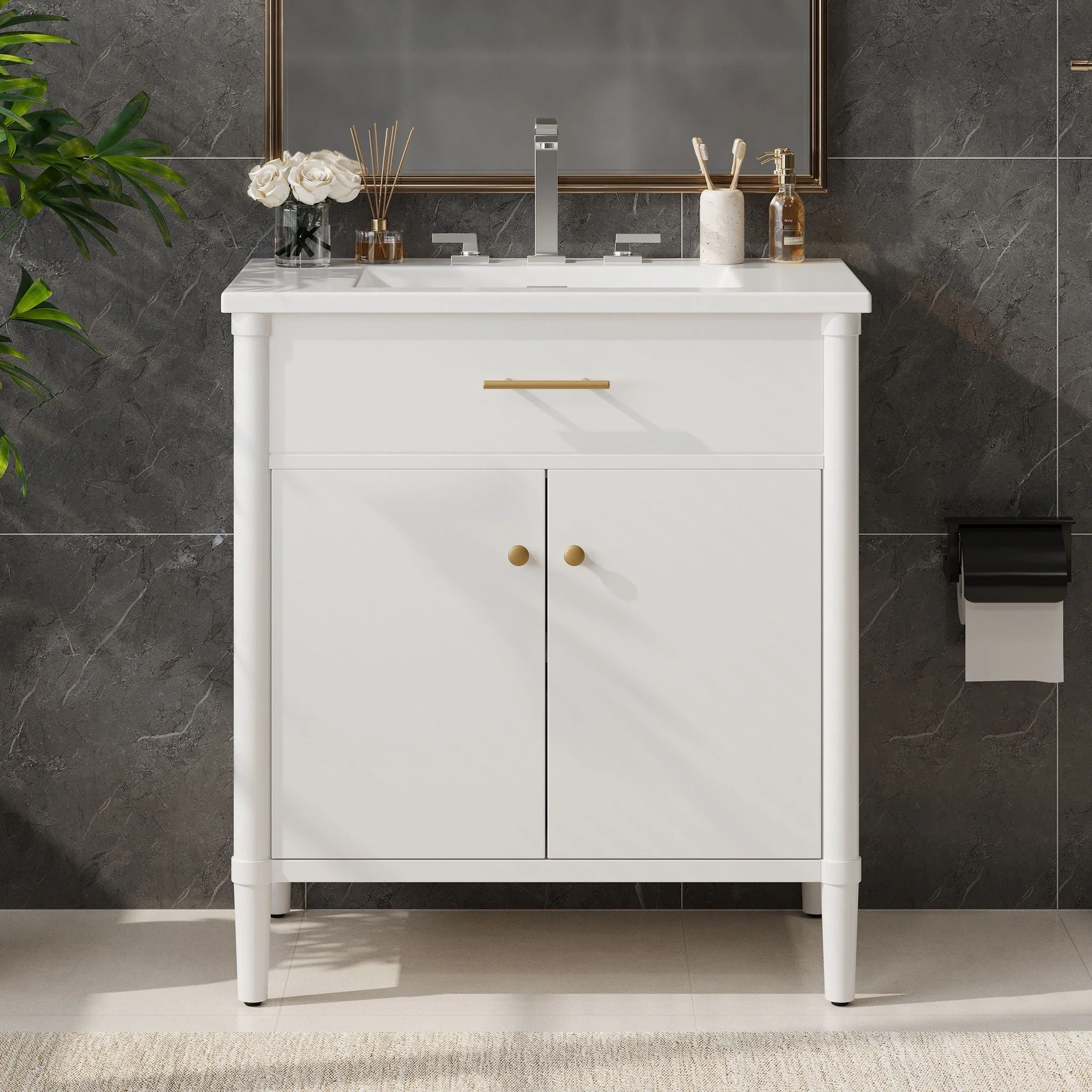 Bathroom Vanity With Sink, Soft Close Doors And Adjustable Shelf - Image 4