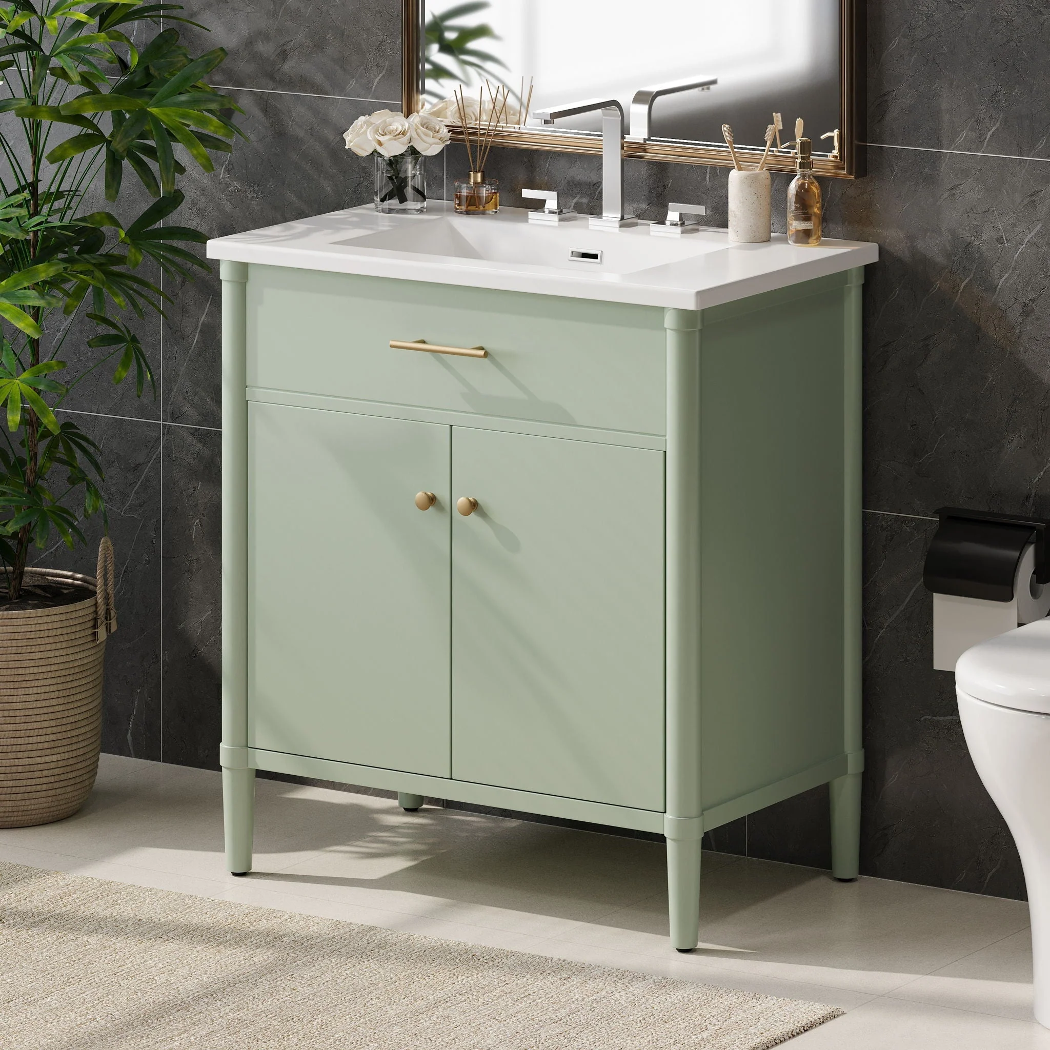 Bathroom Vanity With Sink, Soft Close Doors And Adjustable Shelf - Image 5