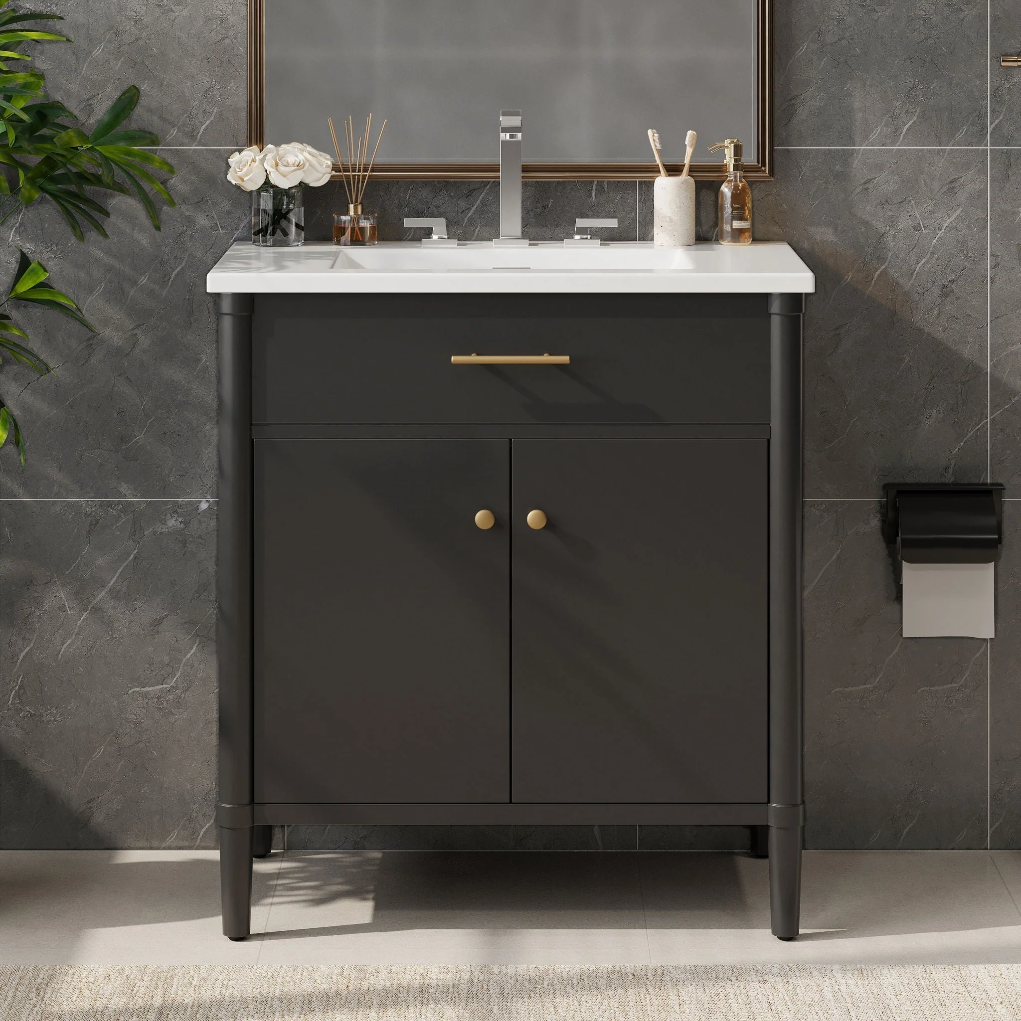 Bathroom Vanity With Sink, Soft Close Doors And Adjustable Shelf - Image 6