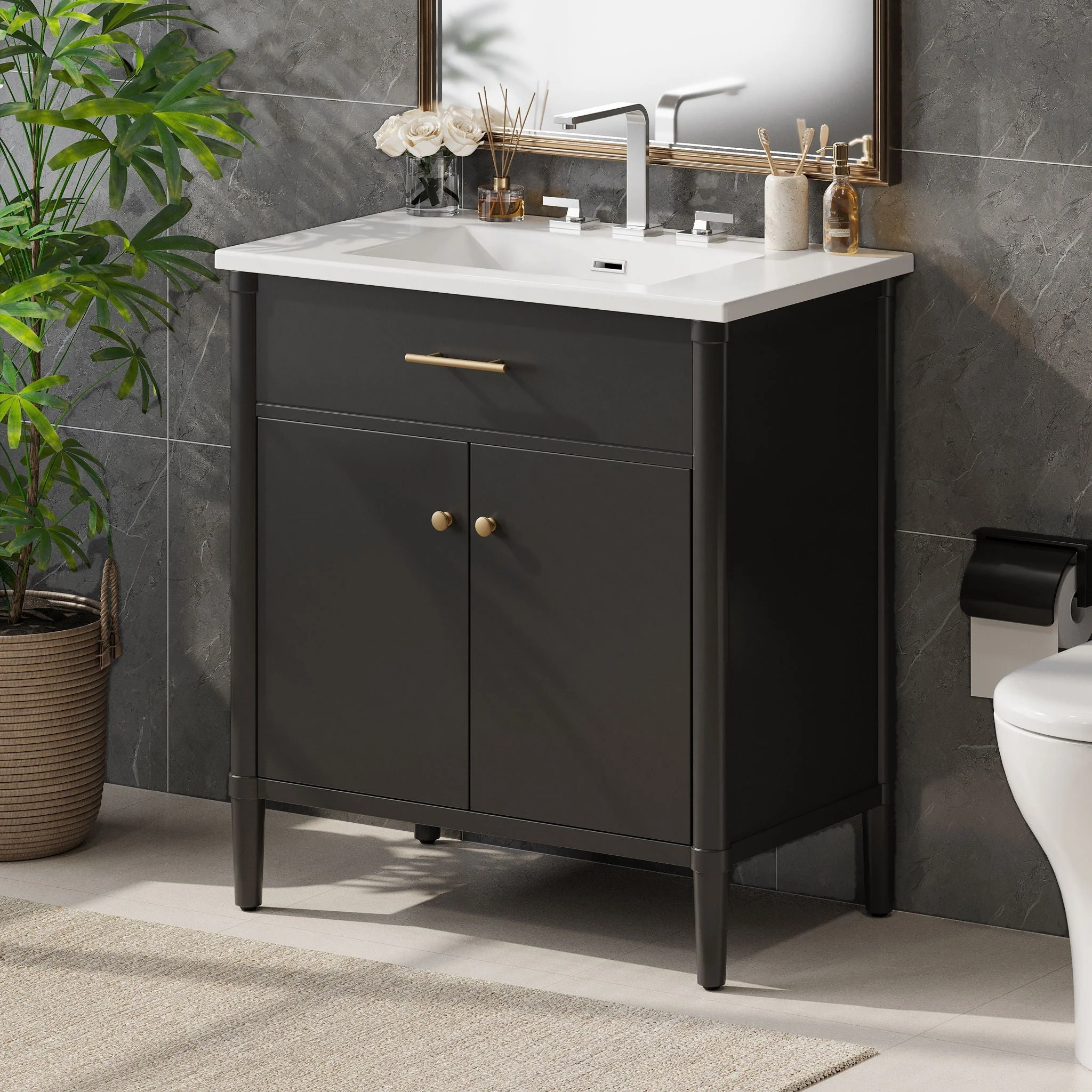 Bathroom Vanity With Sink, Soft Close Doors And Adjustable Shelf - Image 8