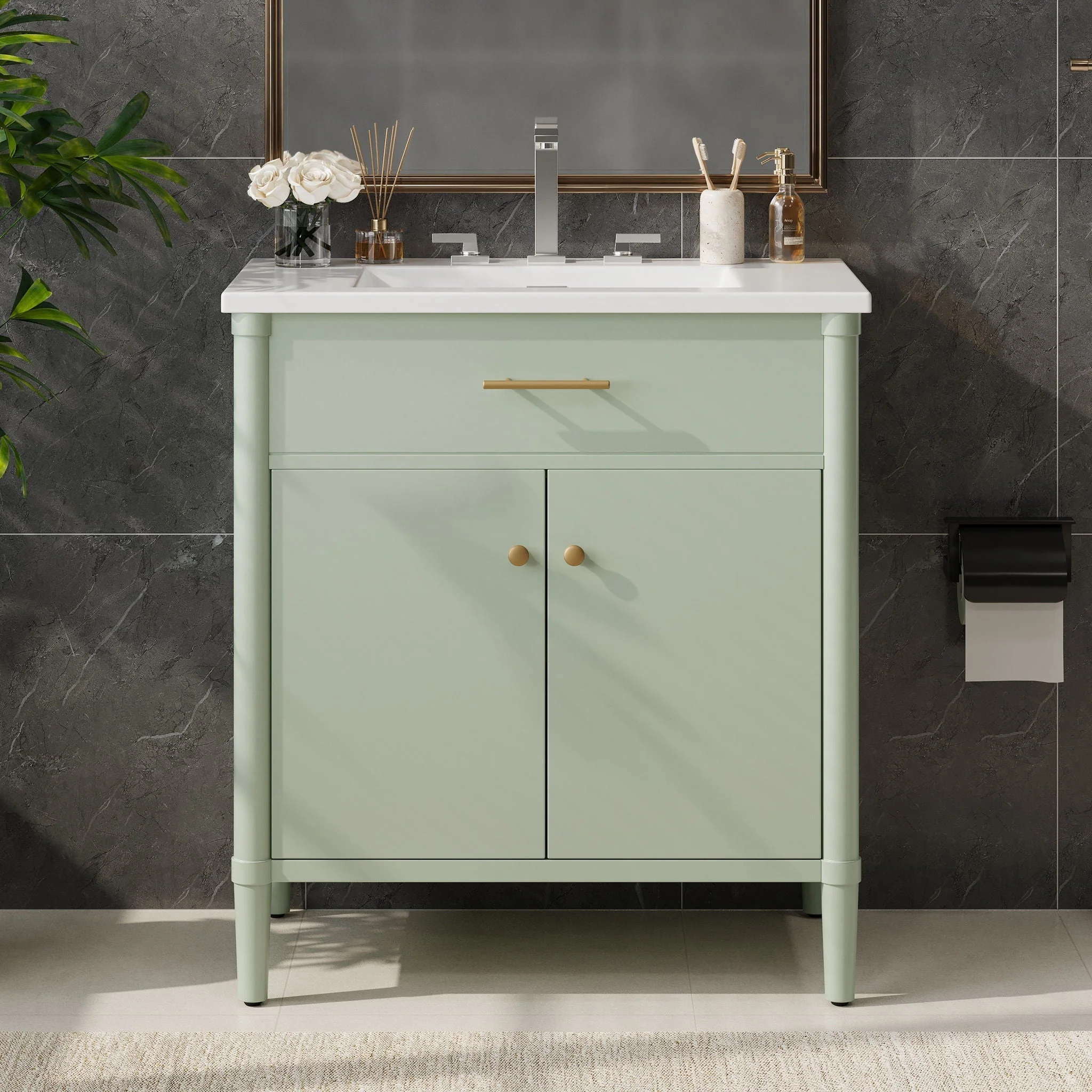 Bathroom Vanity With Sink, Soft Close Doors And Adjustable Shelf - Image 9