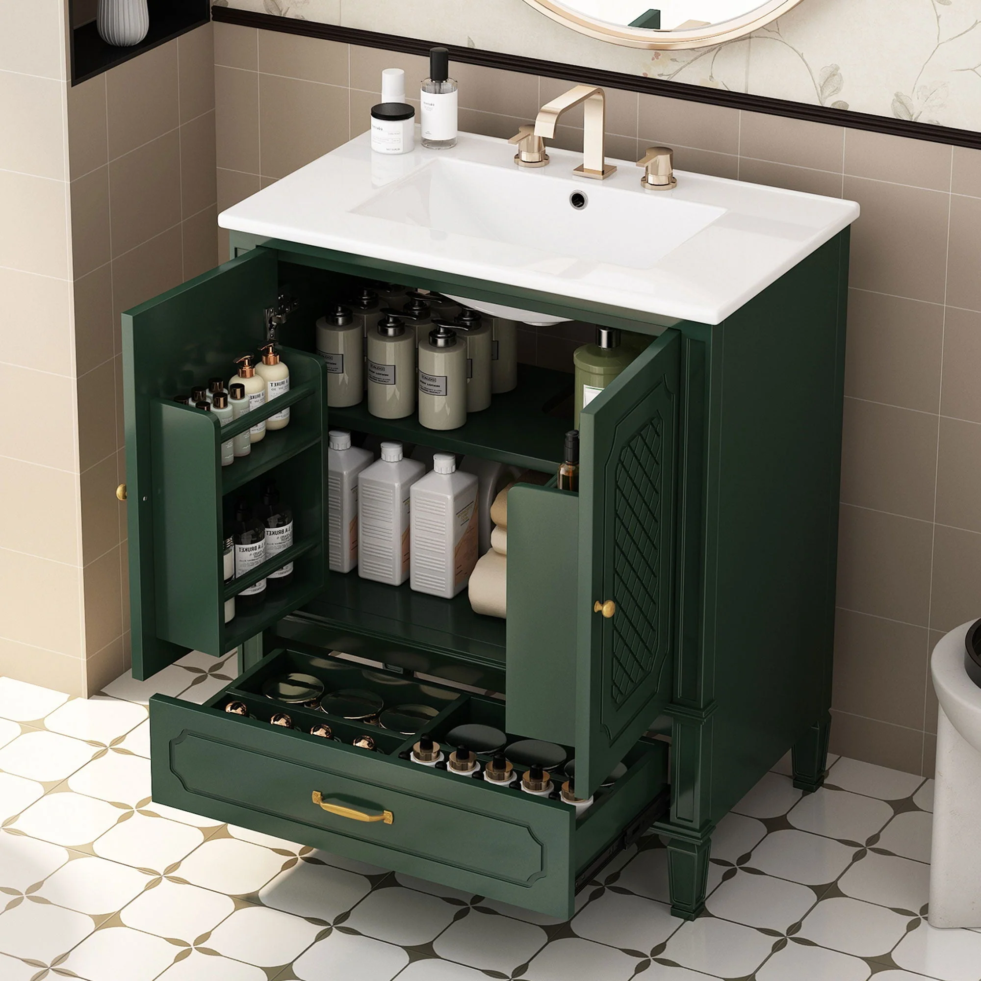 Bathroom Vanity With Sink, Soft Closing Door, Multi Functional Storage - Image 9